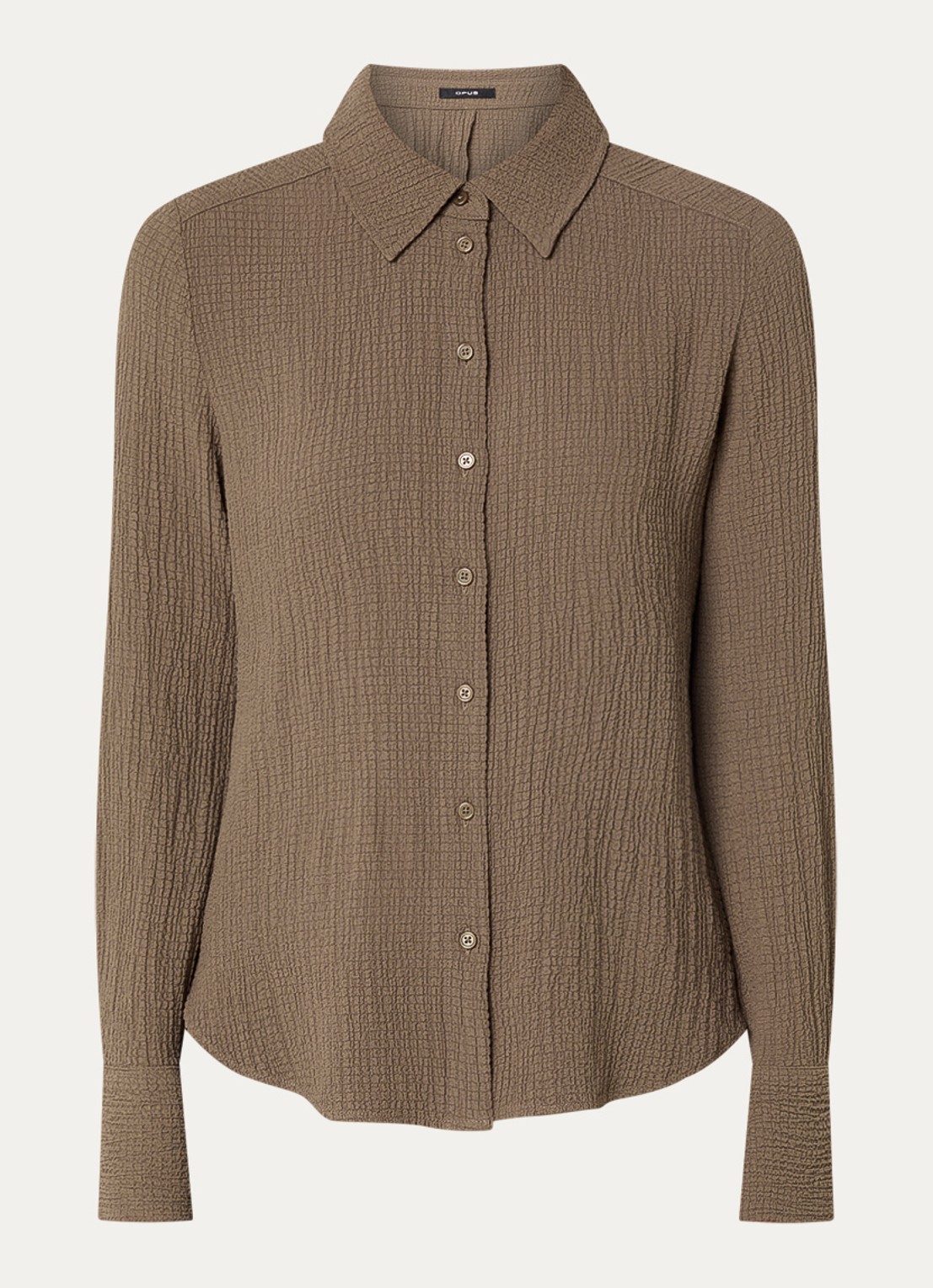 OPUS Frive blouse met structuur - voorkant 3 lichtbruin