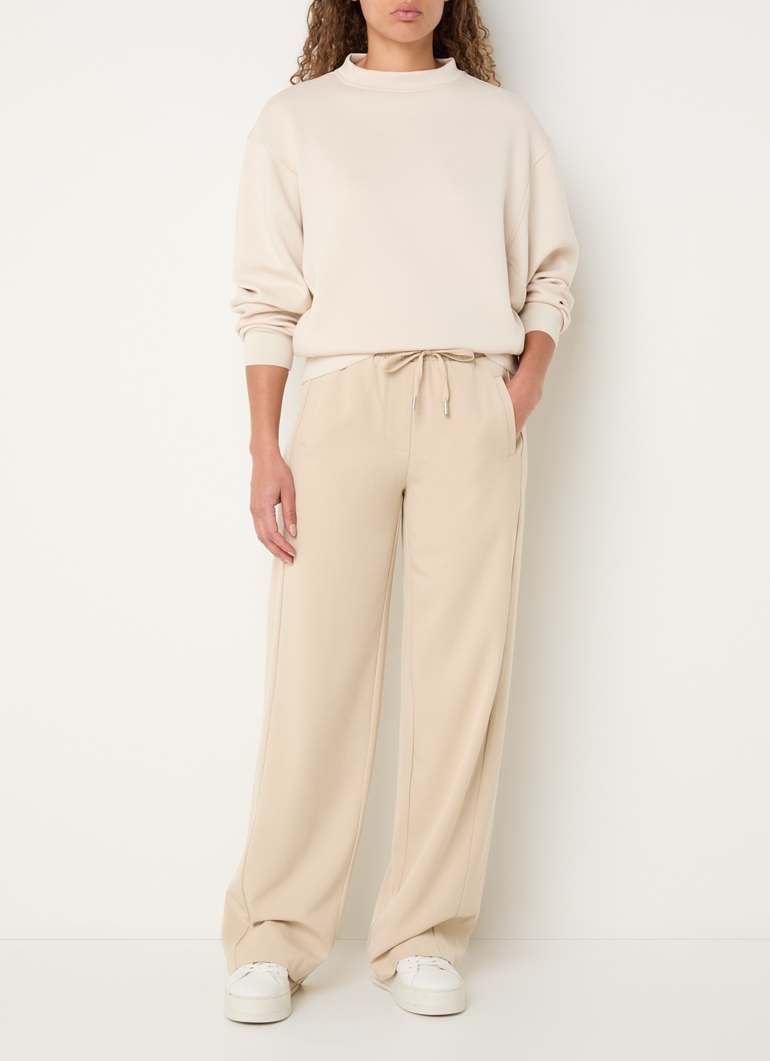 OPUS Gaikito sweater met ronde hals - voorkant 3 naturel
