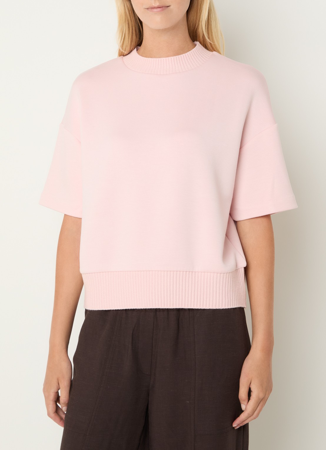 OPUS Galita top met ronde hals - detail oudroze