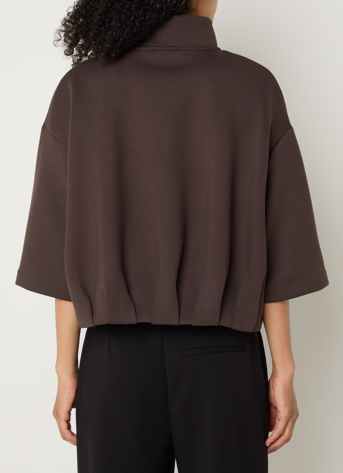 OPUS Galtos sweatvest met opstaande kraag - achterkant 4 donkerbruin