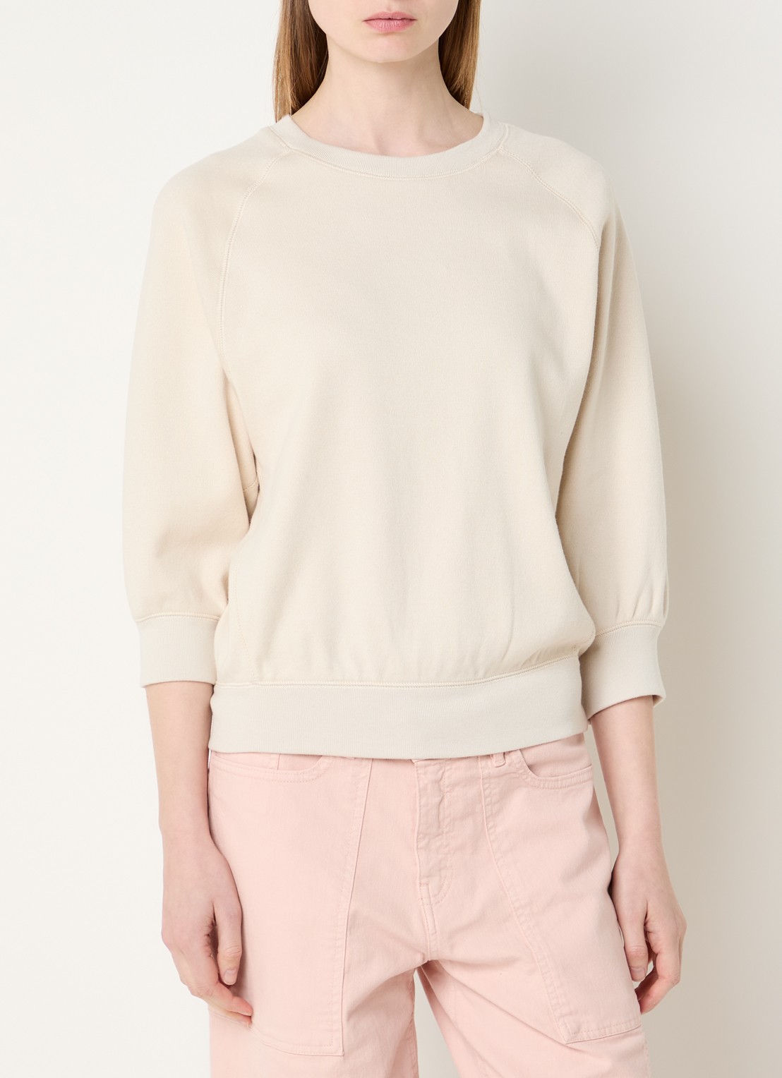 OPUS Garki sweater met ronde hals - detail naturel