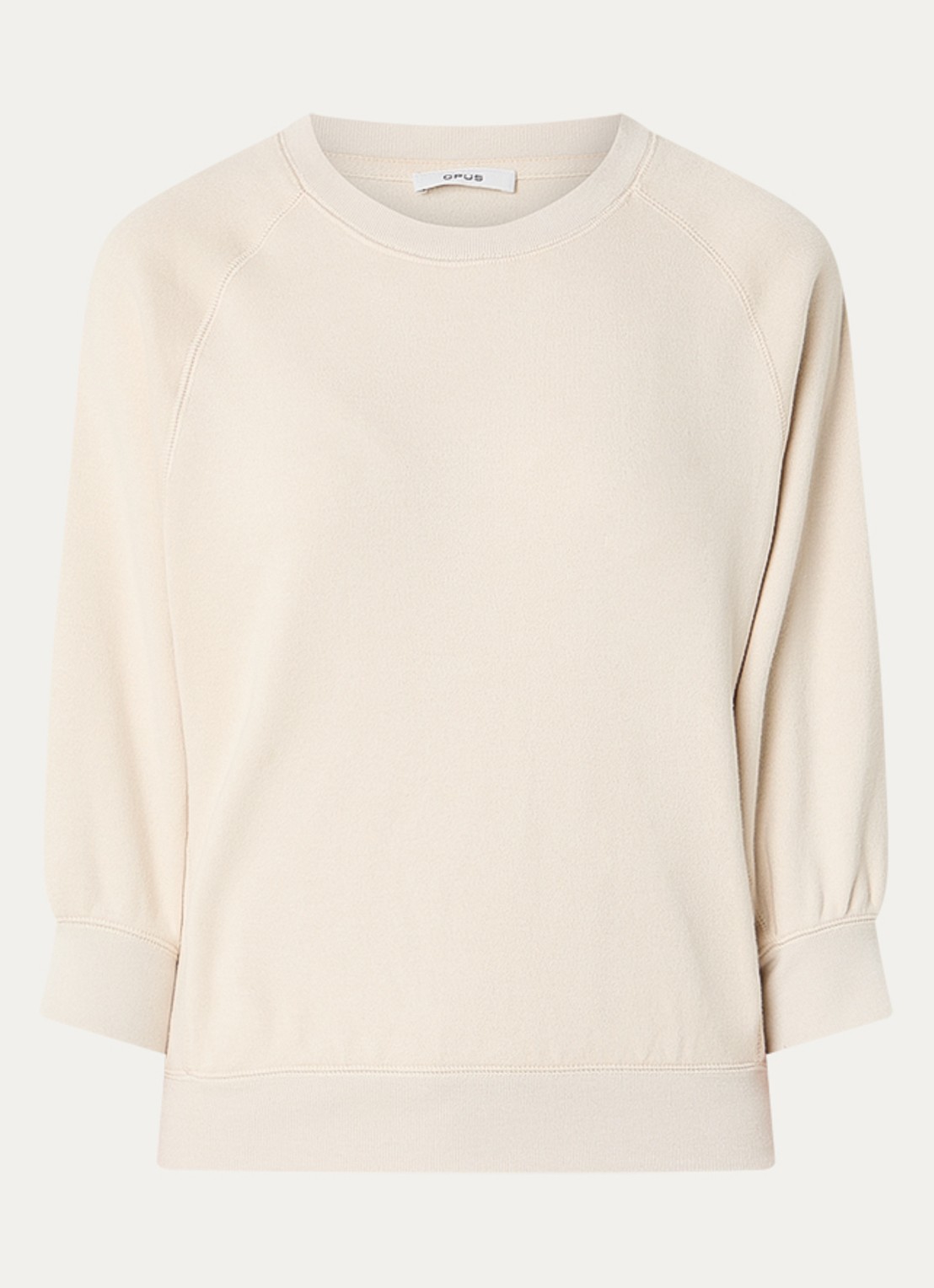 OPUS Garki sweater met ronde hals - voorkant 2 naturel