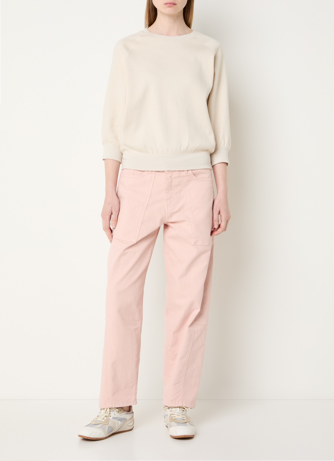 OPUS Garki sweater met ronde hals - voorkant 3 naturel