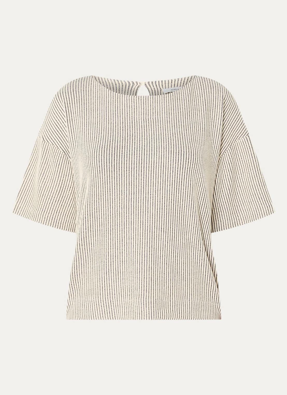 OPUS Gauster top met ribstructuur - voorkant beige