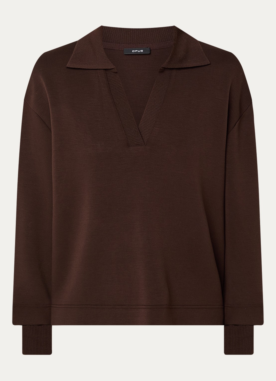OPUS Ghya sweater met V-hals - voorkant 2 bruin