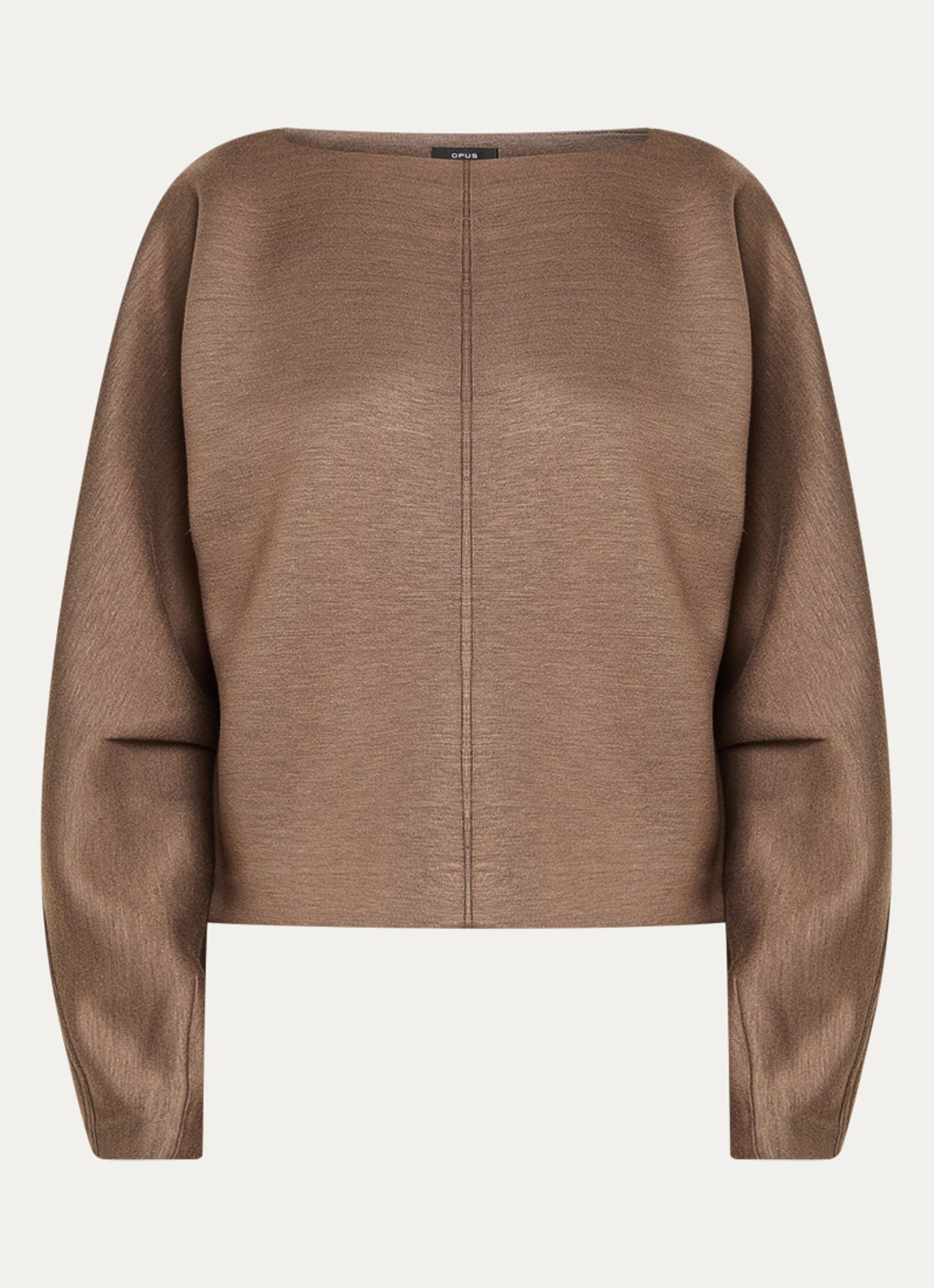 OPUS Gilan sweater met gemêleerd dessin - voorkant 2 lichtbruin