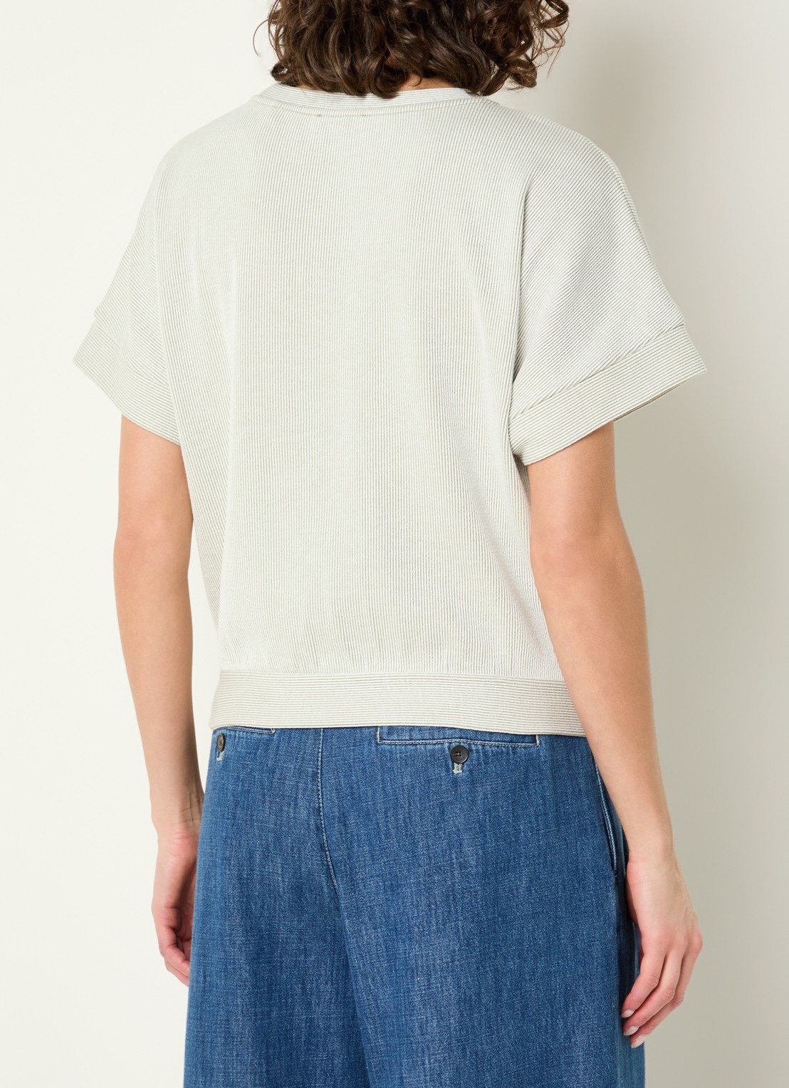 OPUS Gimos top met streepprint - achterkant groen