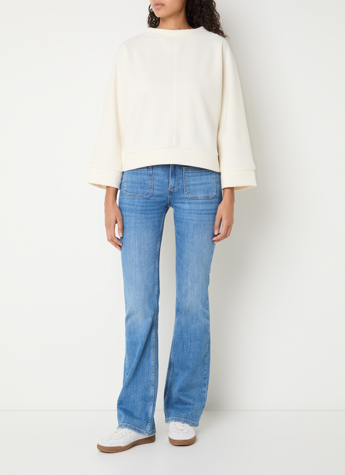 OPUS Gitani sweater met boothals - voorkant 4 gebroken wit