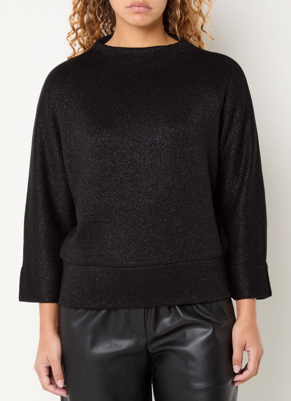 OPUS Glantina trui met lurex - detail zwart
