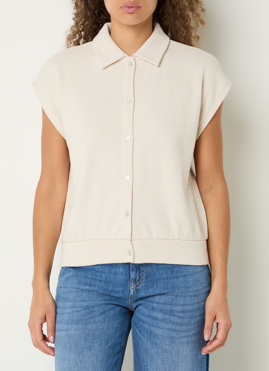 OPUS Glaya mouwloze blouse - detail 4 creme