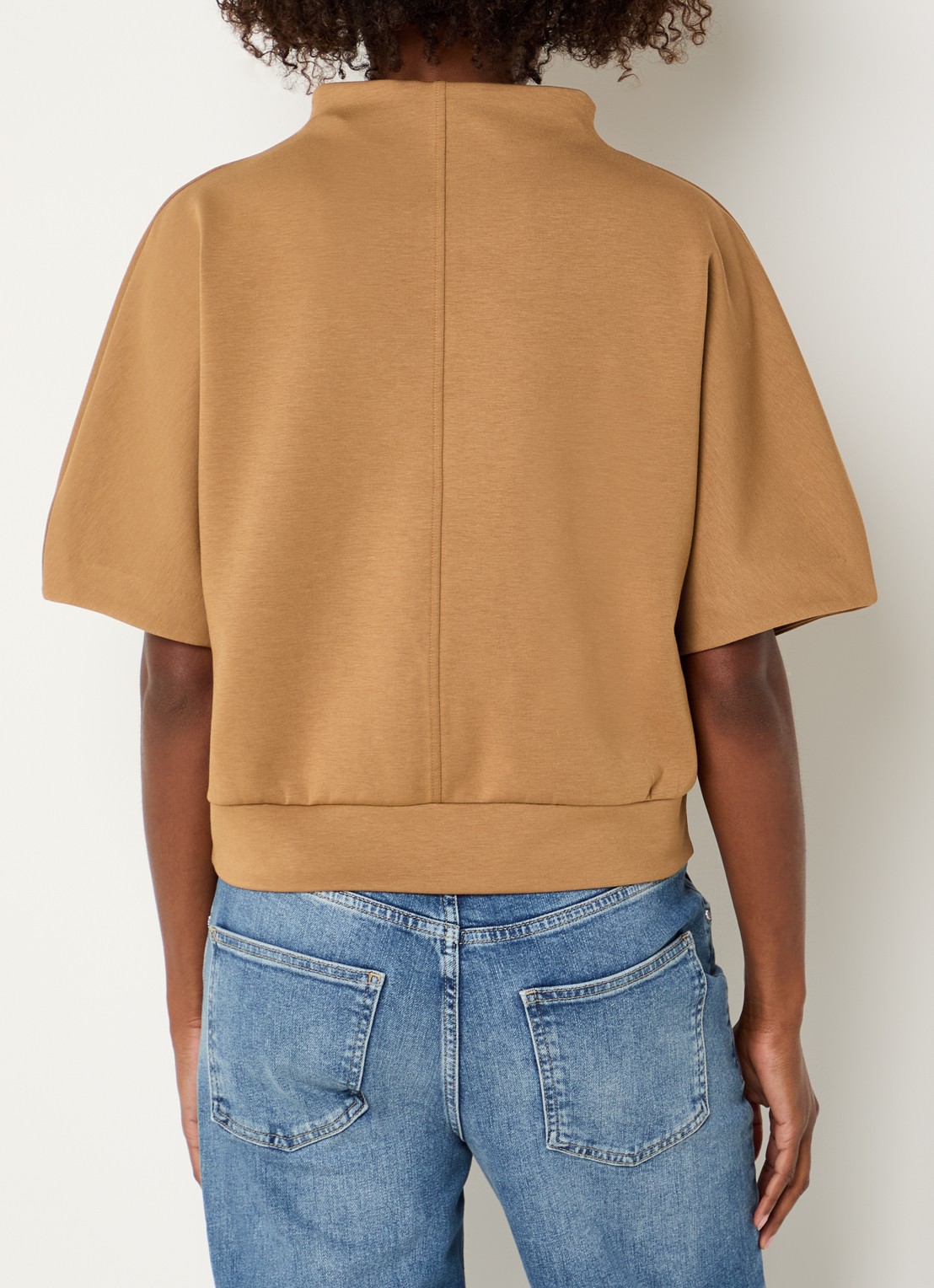 OPUS Golli sweater met opstaande kraag - achterkant 3 okergeel