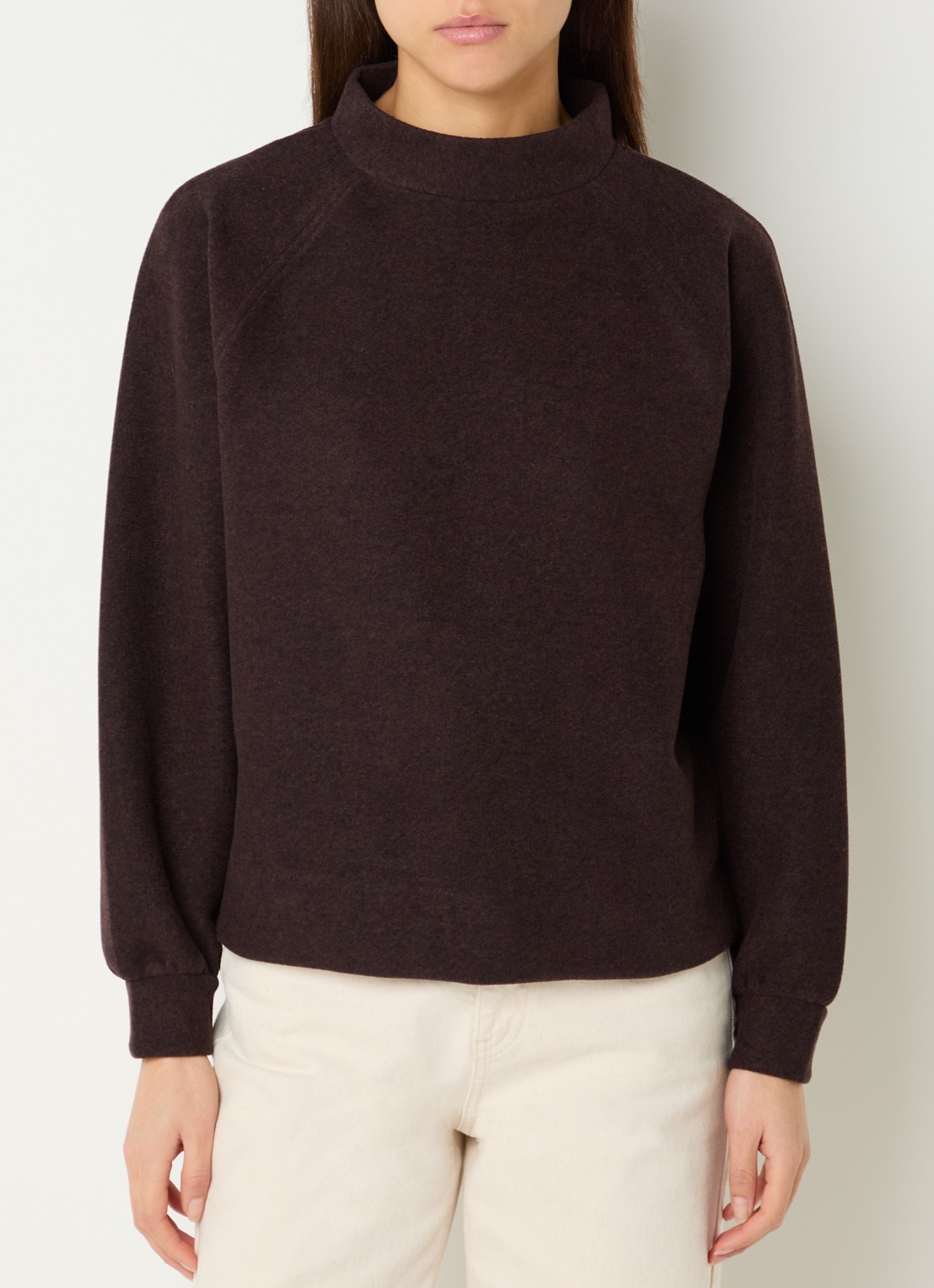 OPUS Grapina sweater met opstaande kraag - detail 4 donkerbruin