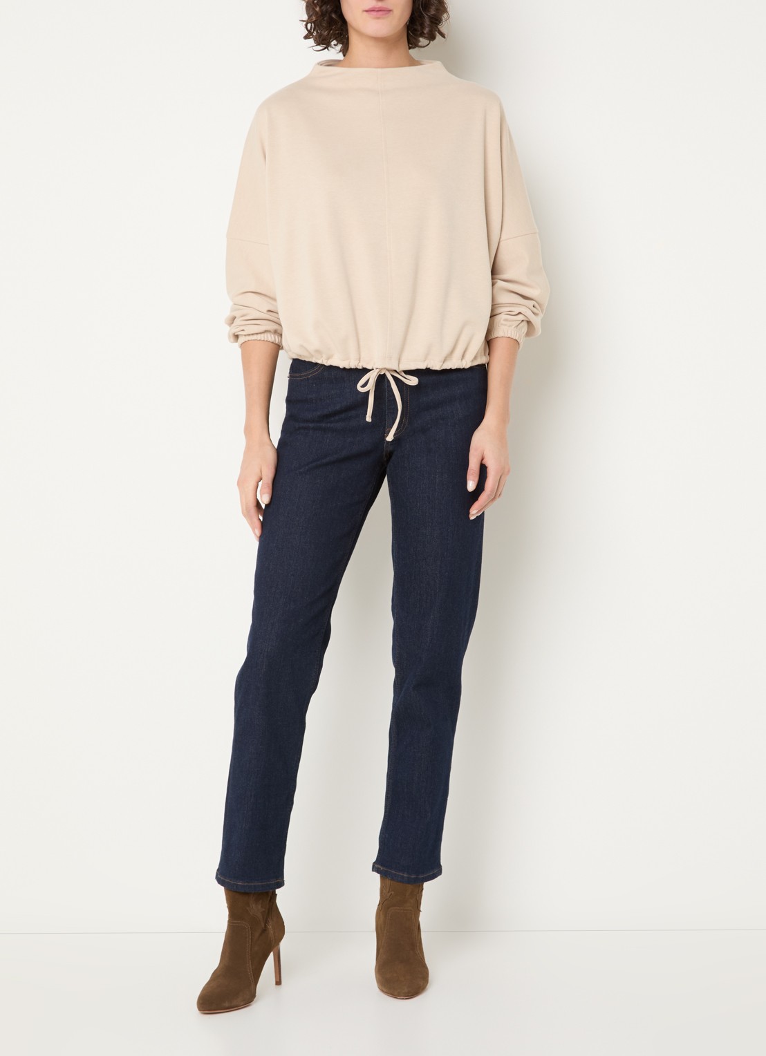 OPUS Gumipa sweater met trekkoord - voorkant 3 beige
