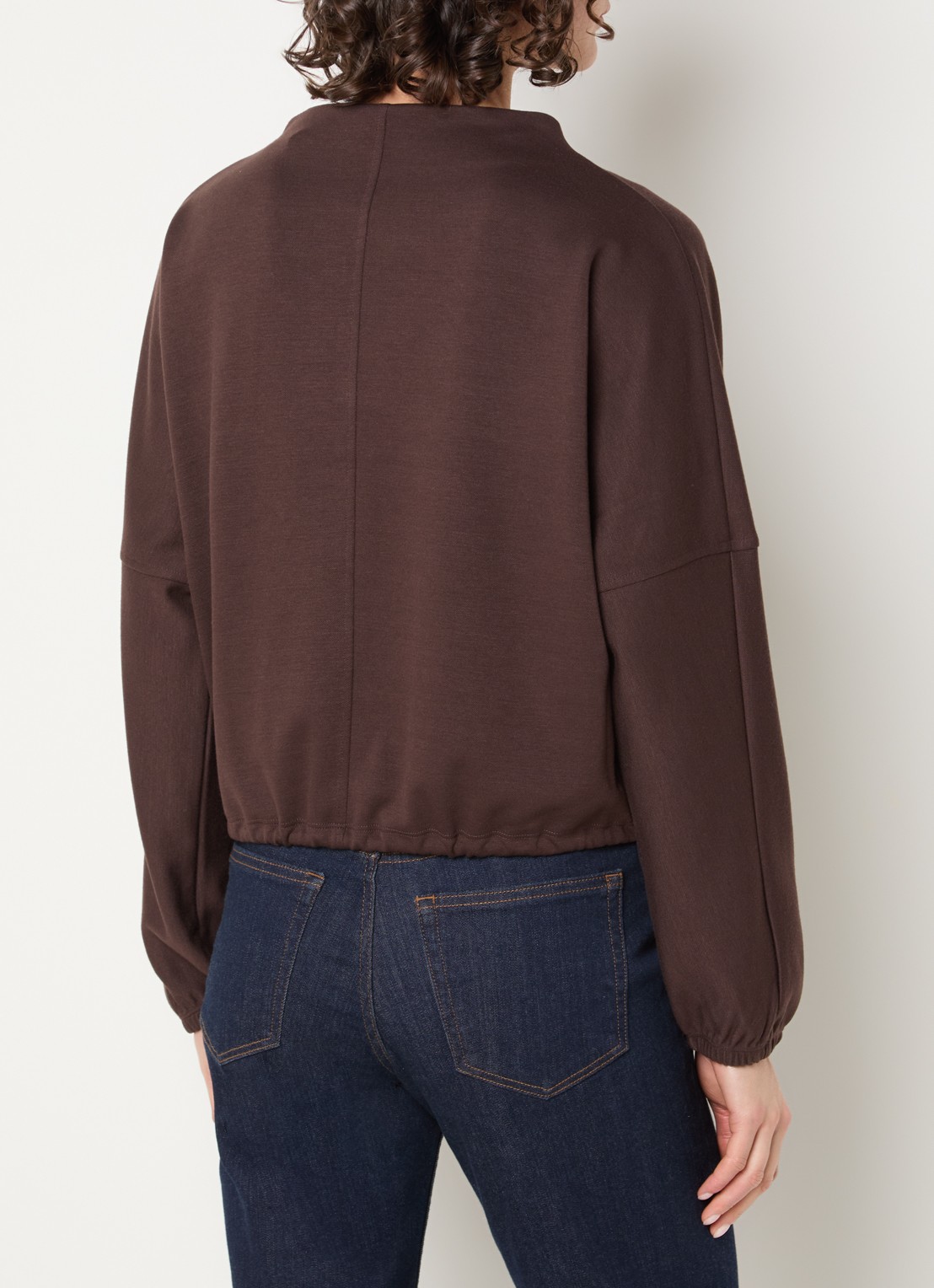OPUS Gumipa sweater met trekkoord - achterkant 4 donkerbruin