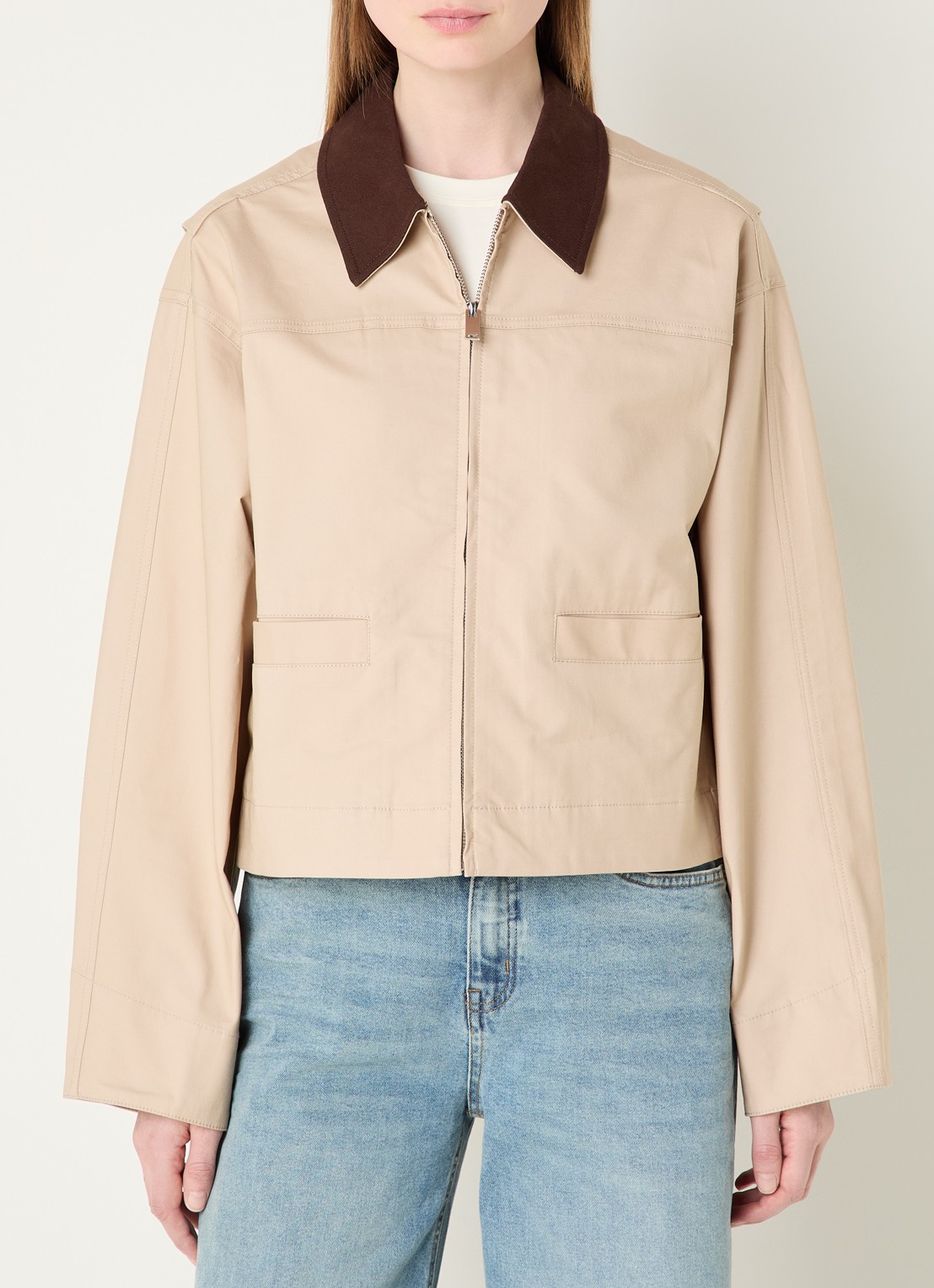 OPUS Herakla jack met opgestikte zakken - detail 2 beige