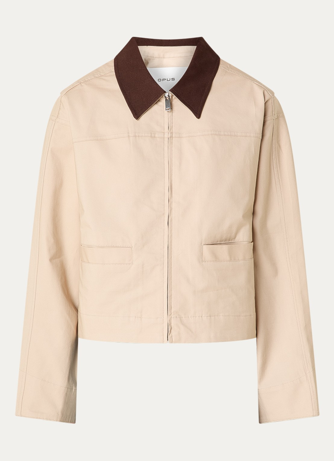 OPUS Herakla jack met opgestikte zakken - voorkant 3 beige