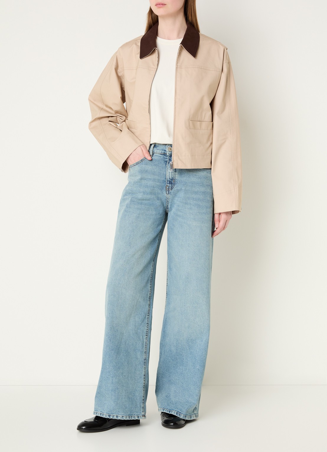 OPUS Herakla jack met opgestikte zakken - voorkant 4 beige