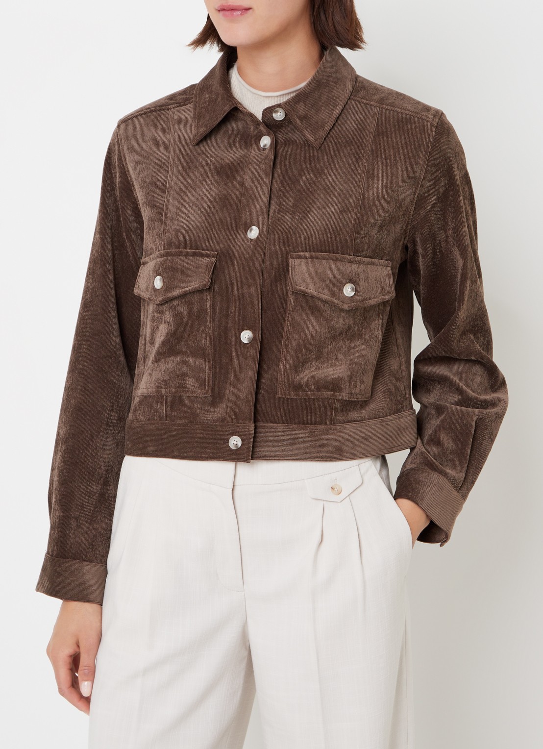 OPUS Hesani corduroy jack met steekzakken - detail 4 bruin
