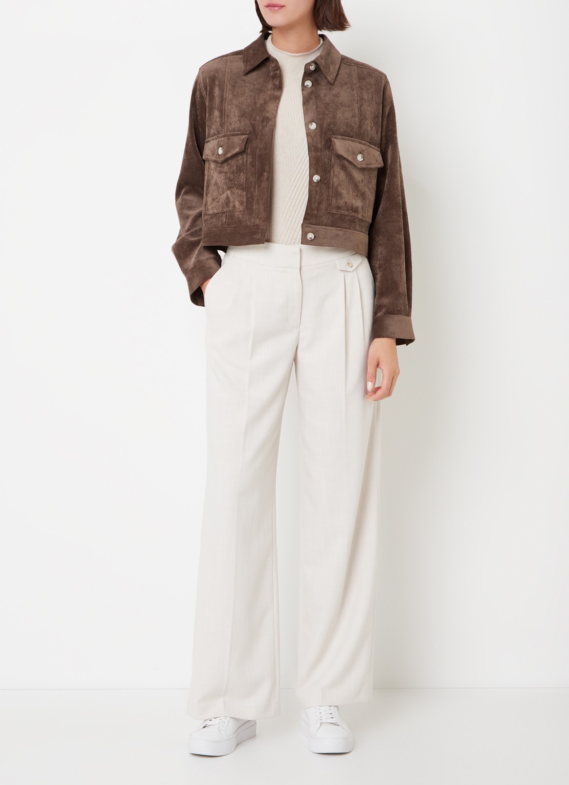 OPUS Hesani corduroy jack met steekzakken - voorkant 3 bruin