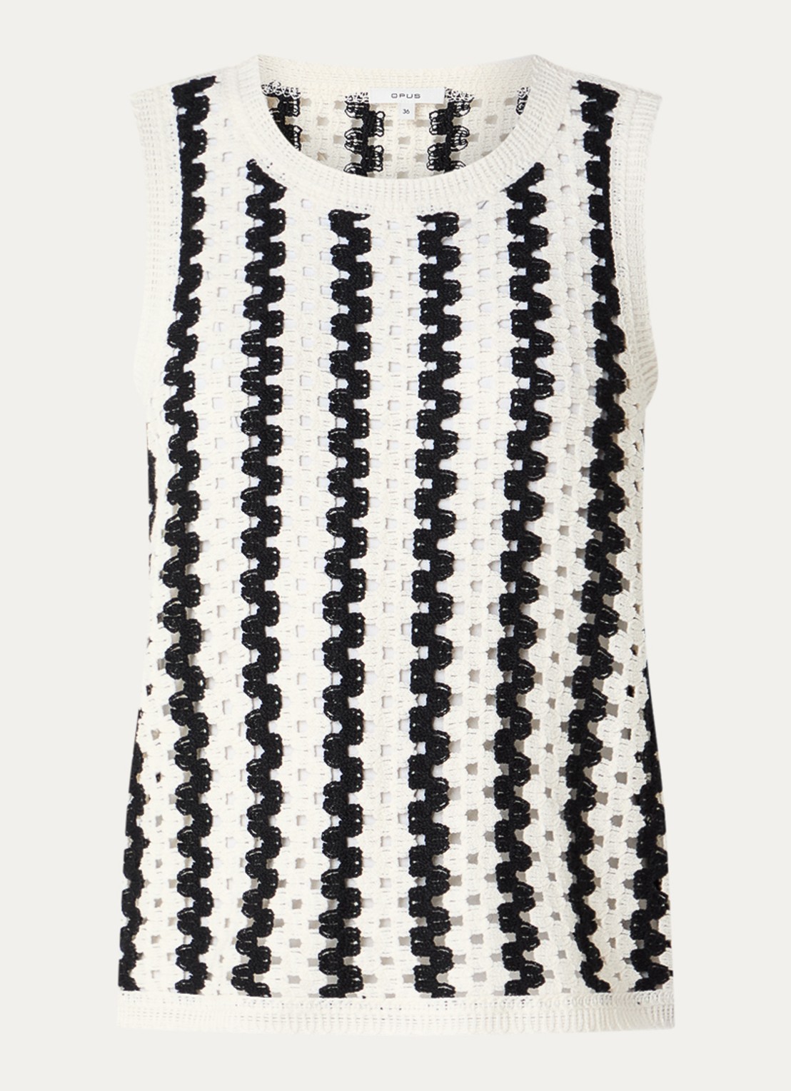 OPUS Ifama tanktop met opengewerkt dessin - voorkant 3 zwart