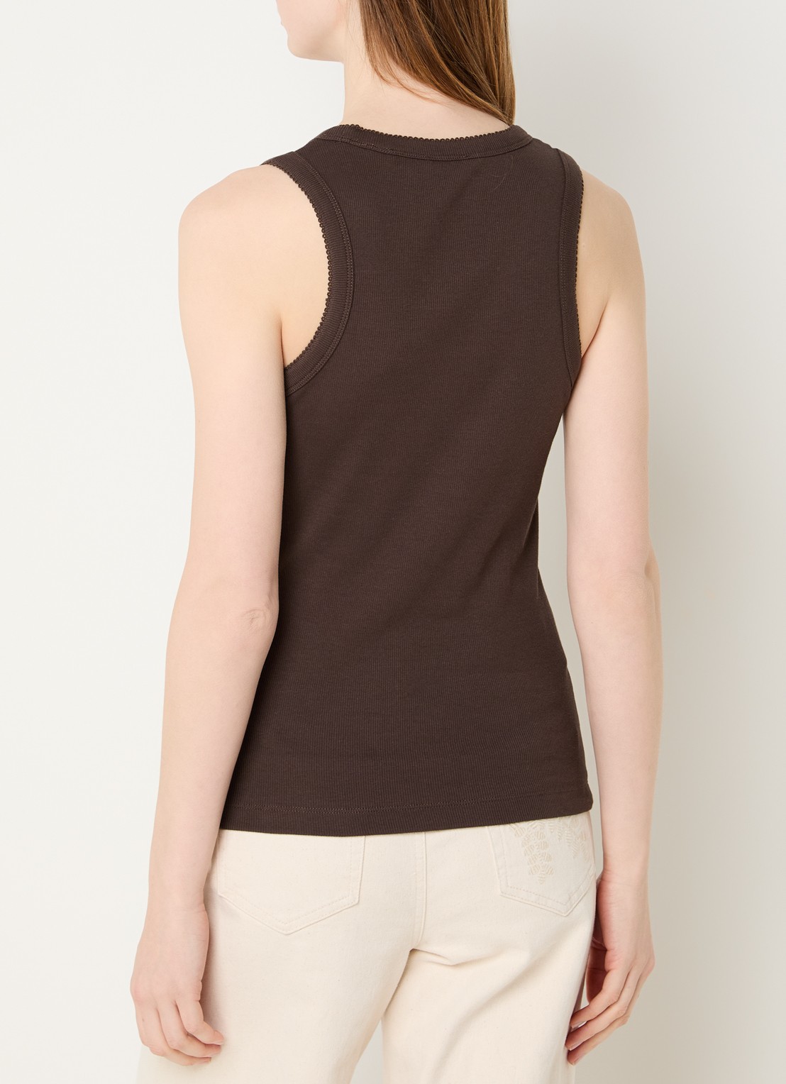 OPUS Ilesso tanktop met stretch - achterkant donkerbruin