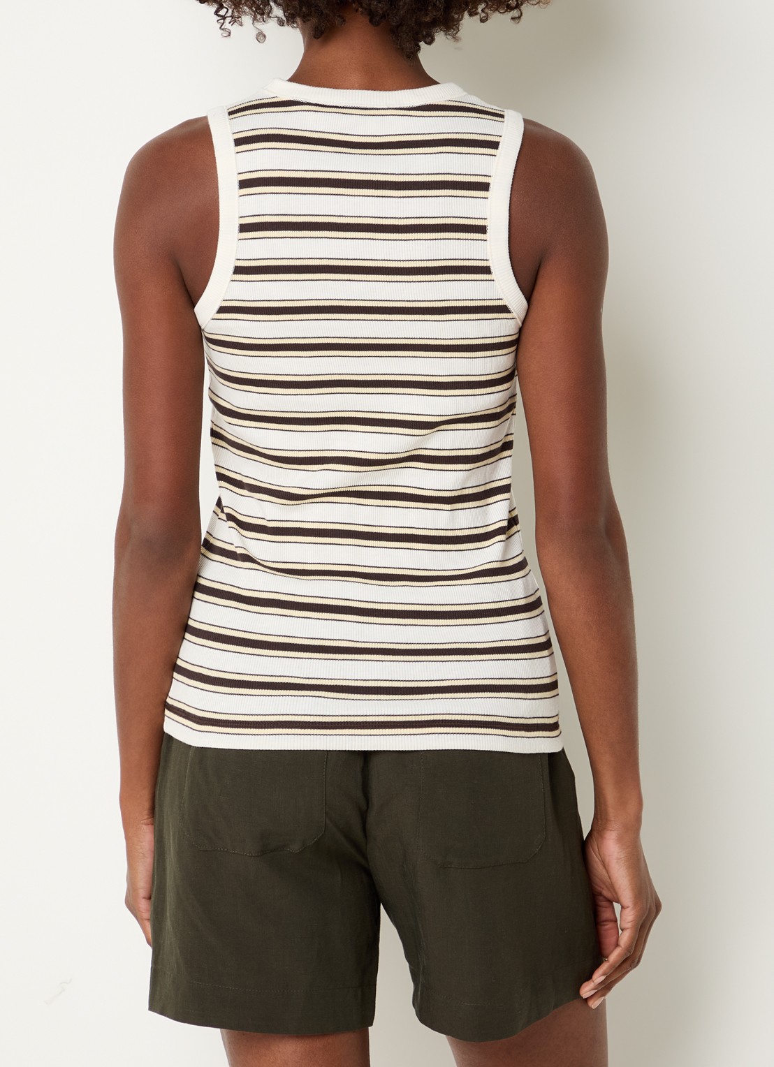 OPUS Ireso Resort tanktop met streepprint en ribstructuur - achterkant gebroken wit