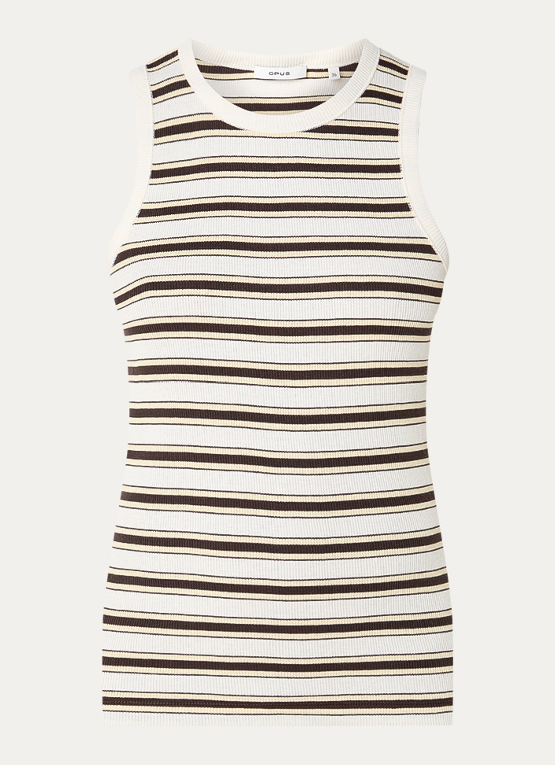 OPUS Ireso Resort tanktop met streepprint en ribstructuur - voorkant 2 gebroken wit