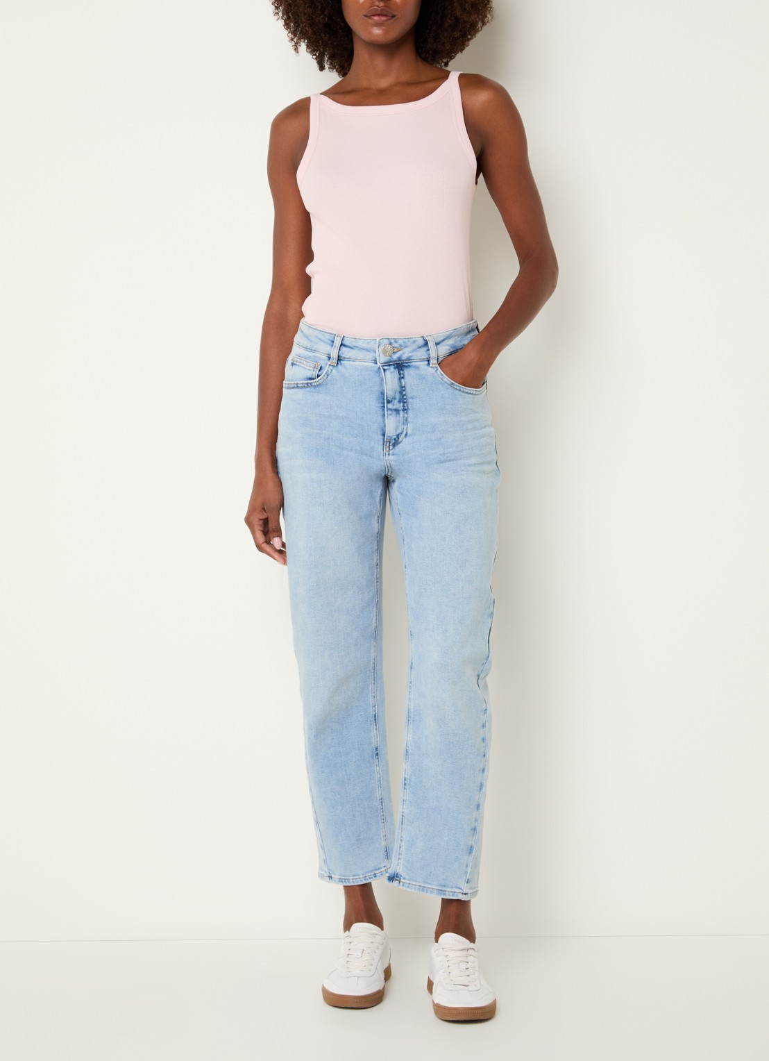 OPUS Izli tanktop met ribstructuur  - voorkant 2 lichtroze