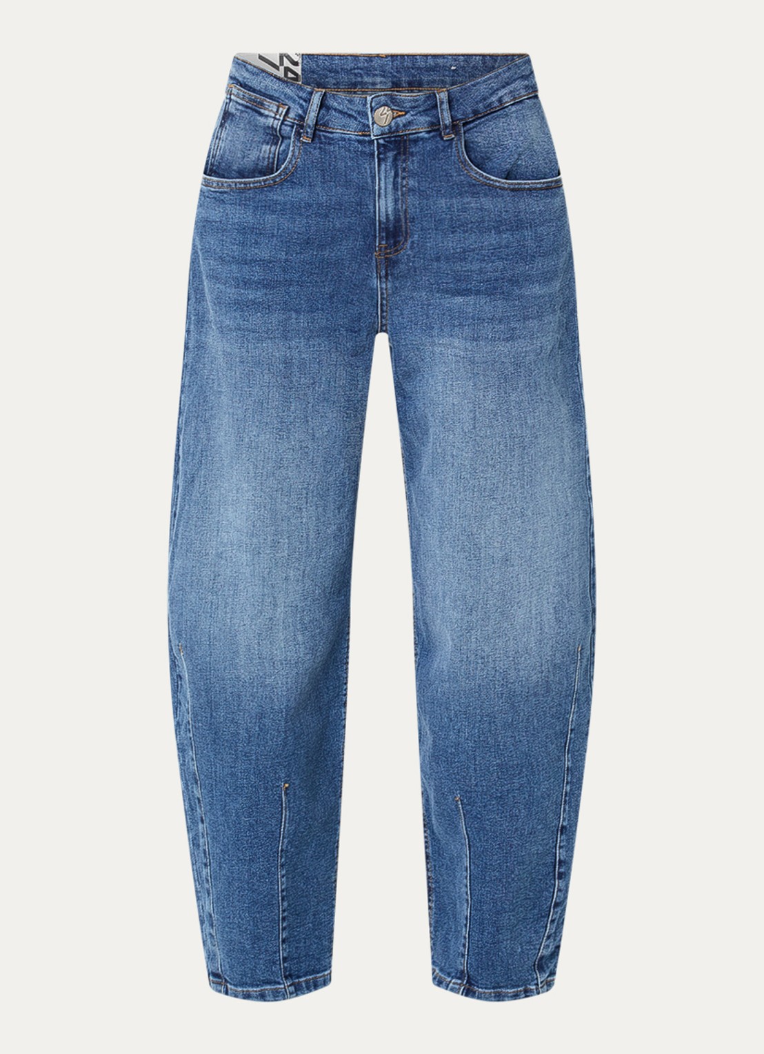 OPUS Lissie mid waist wide fit jeans met medium wassing - voorkant 4 indigo