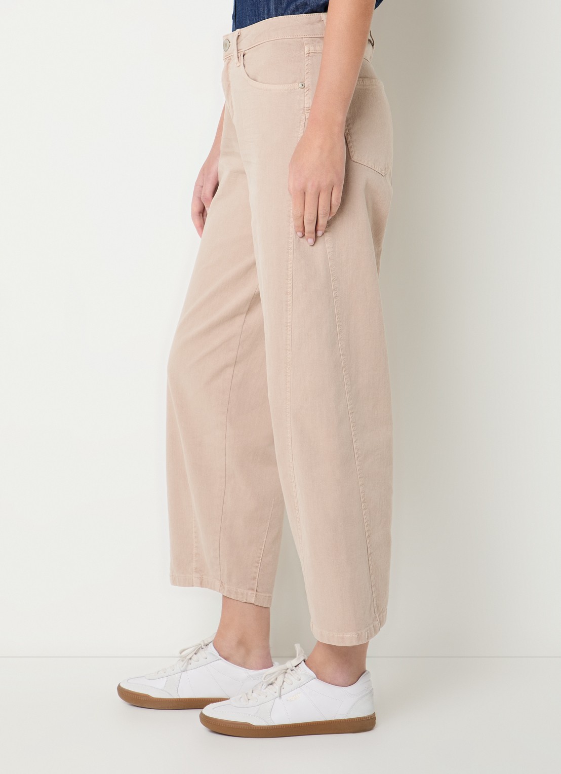 OPUS  Lolah high waist cropped wide leg jeans met gekleurde wassing - detail 4 donkerbeige