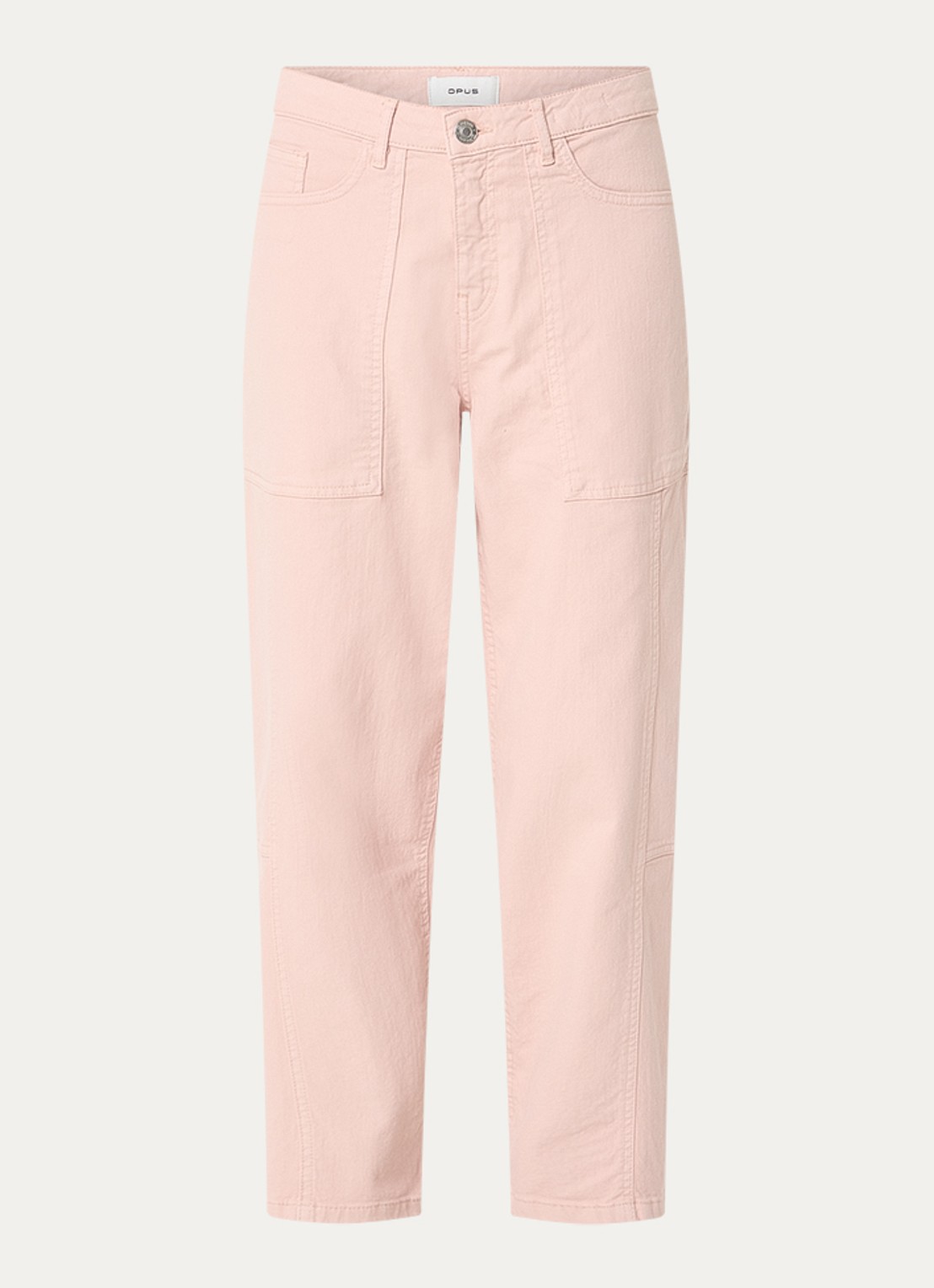 OPUS Lolah mid waist straight fit jeans met gekleurde wassing - voorkant 2 zalmroze