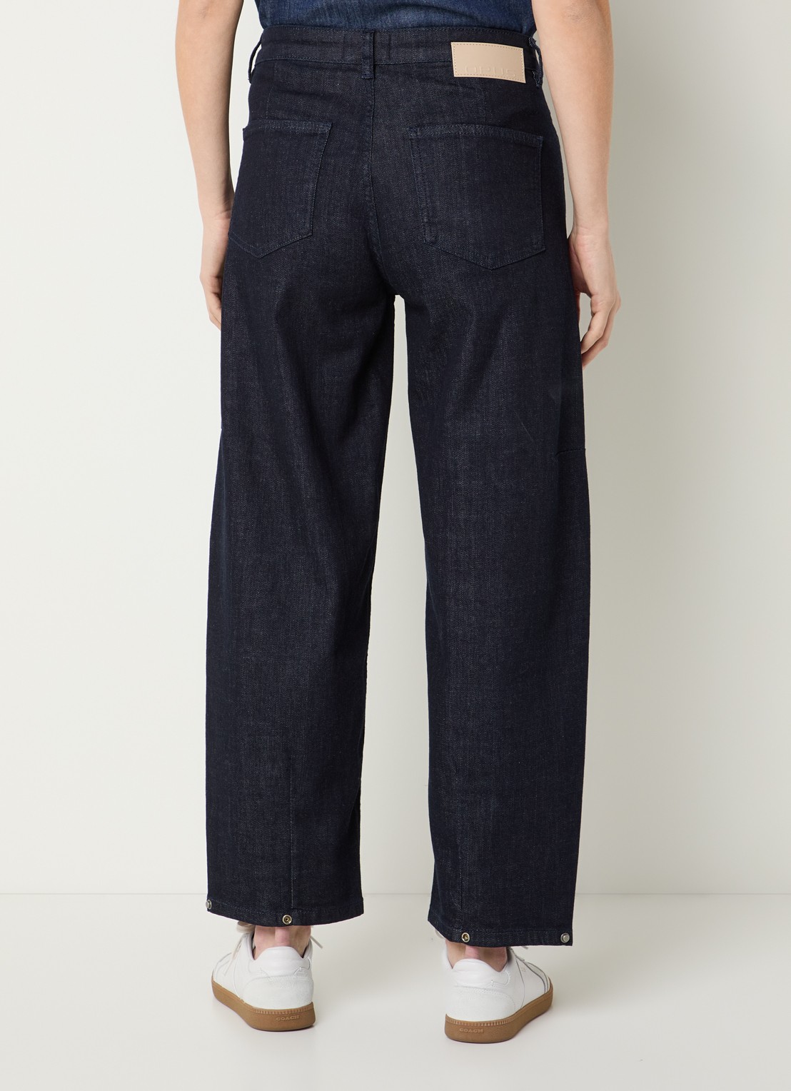 OPUS Lolah Vision high waist straight leg cropped jeans met donkere wassing - achterkant 3 donkerblauw