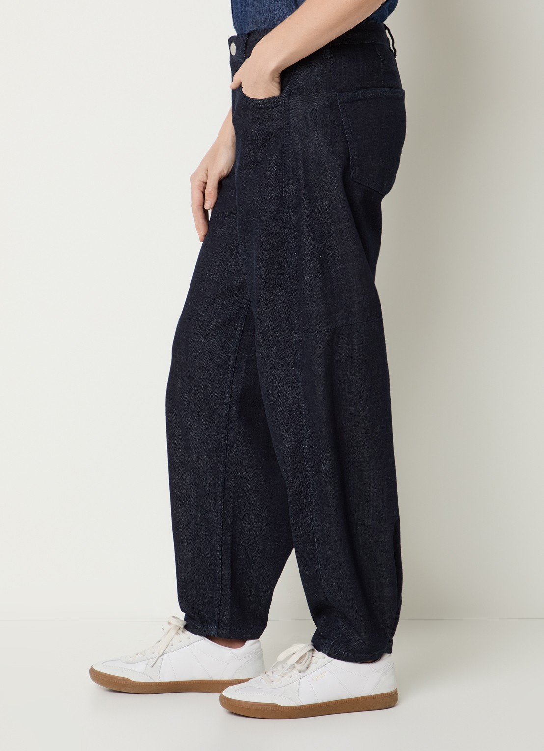 OPUS Lolah Vision high waist straight leg cropped jeans met donkere wassing - detail 2 donkerblauw