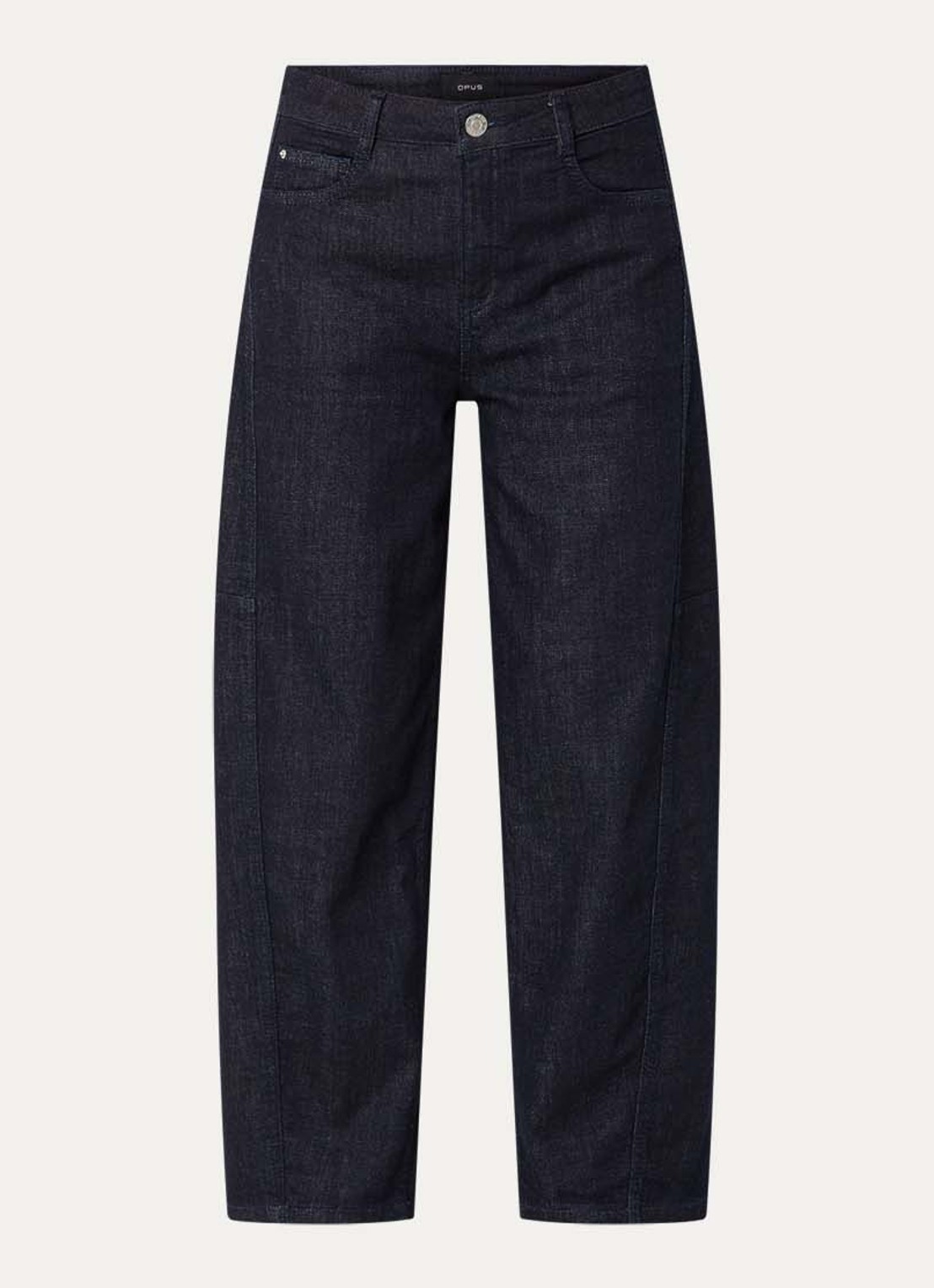 OPUS Lolah Vision high waist straight leg cropped jeans met donkere wassing - voorkant 4 donkerblauw