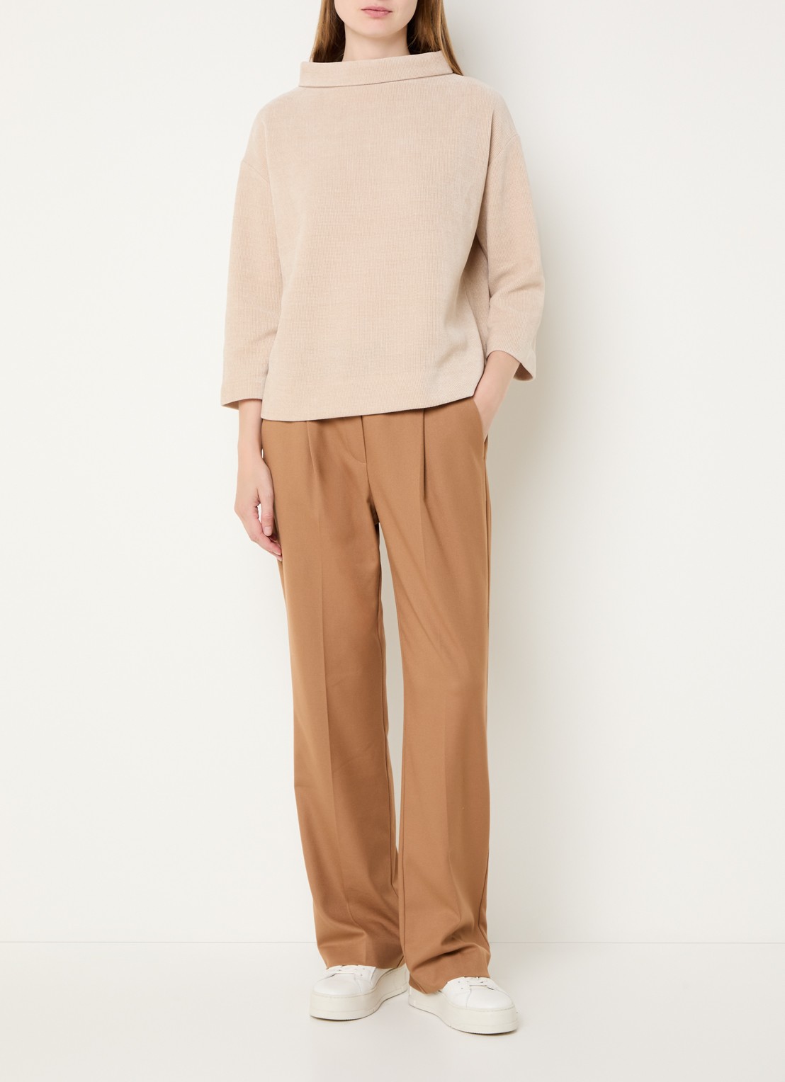 OPUS Macie vibe high waist pantalon - voorkant 3 camel
