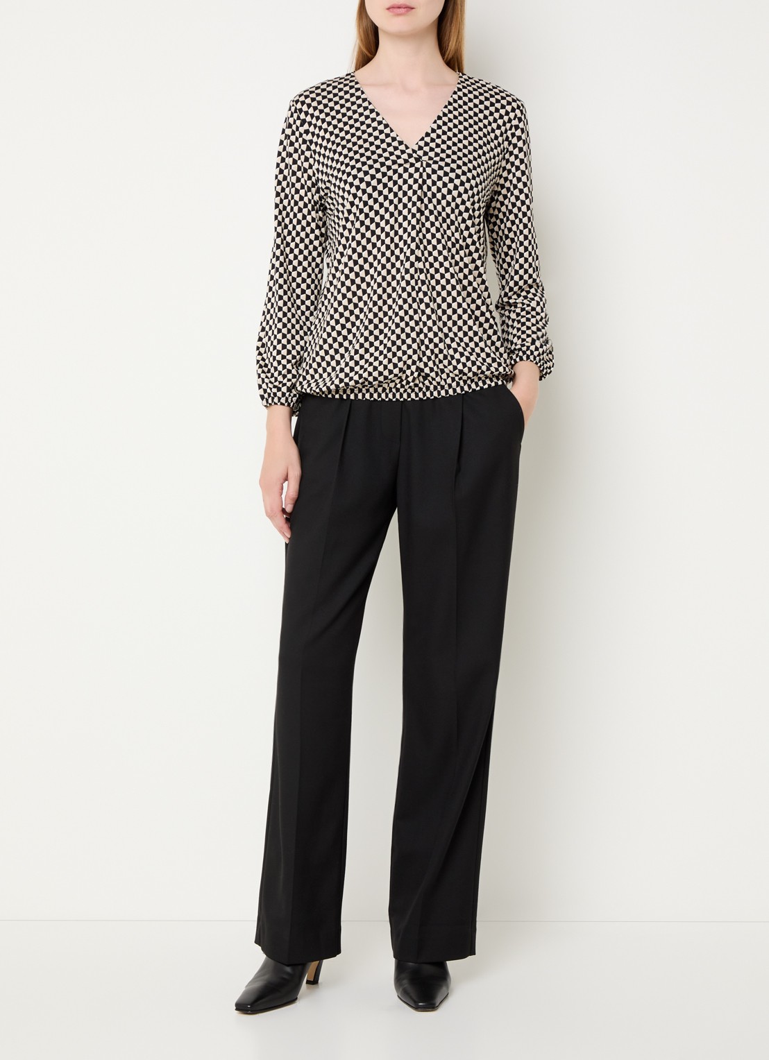 OPUS Macie vibe high waist pantalon - voorkant 3 zwart