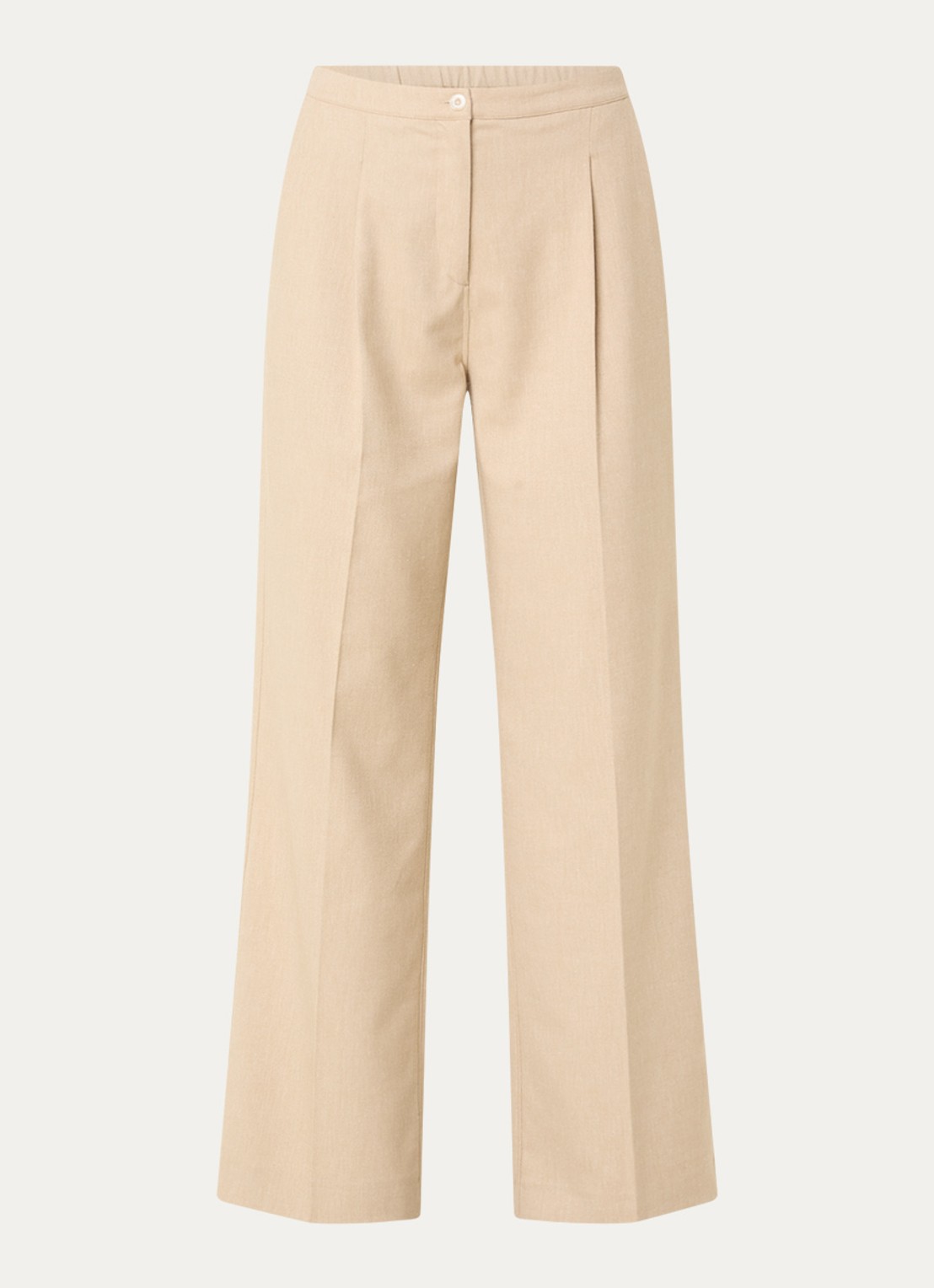 OPUS Maiga French high waist straight fit pantalon in linnenblend met steekzakken - voorkant 2 zand