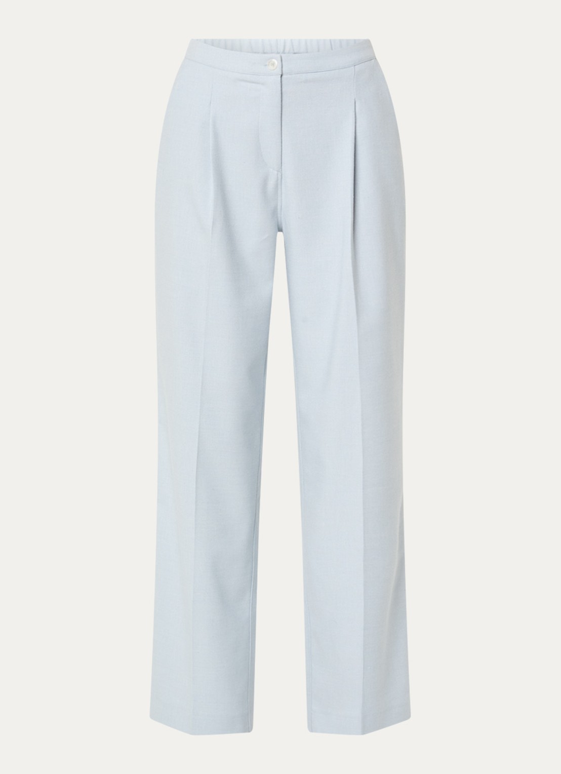 OPUS Maiga French high waist straight fit pantalon in linnenblend met steekzakken - voorkant lichtblauw