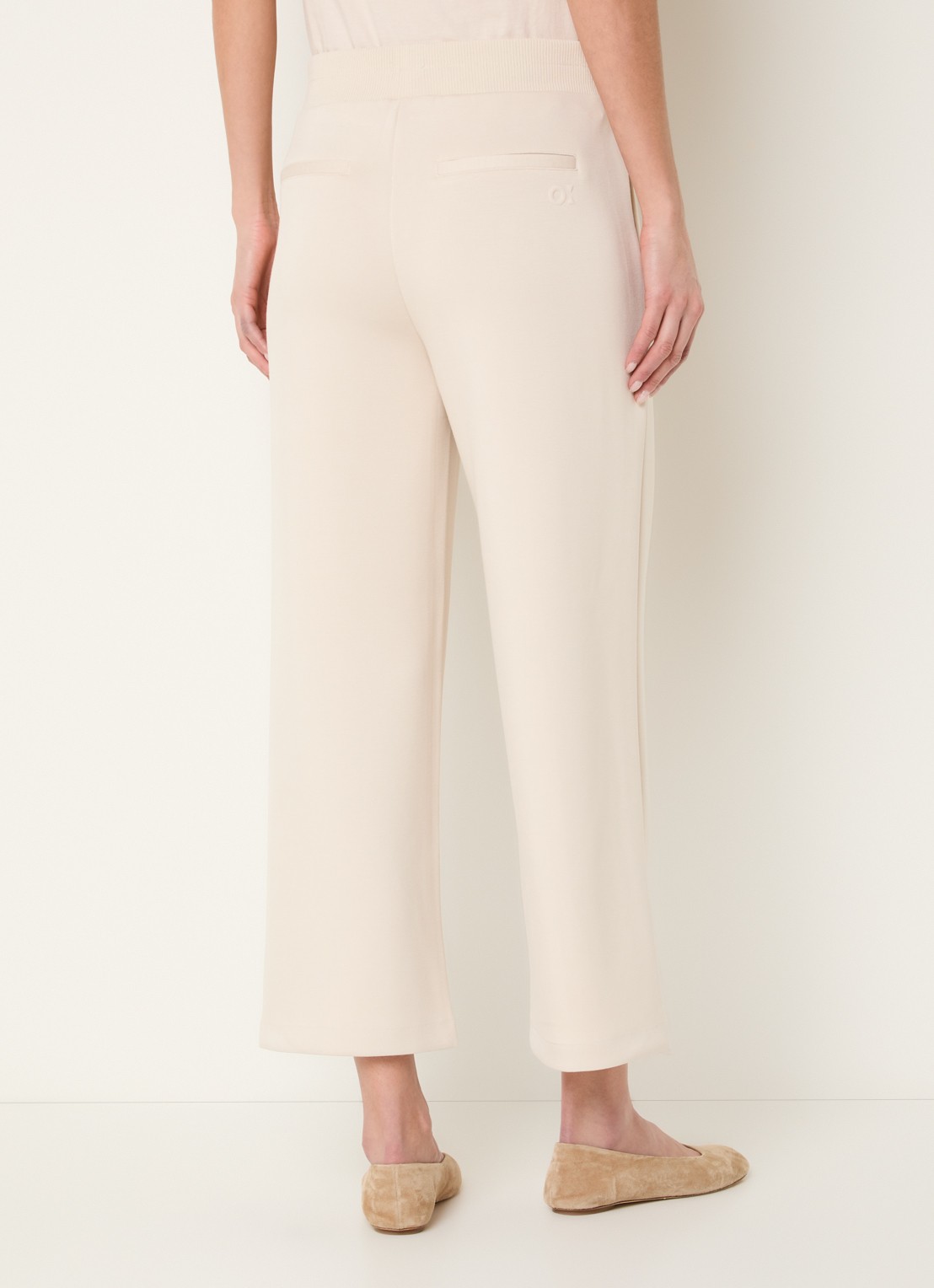 OPUS Maikito high waist cropped loose fit pantalon met steekzakken - achterkant 4 naturel