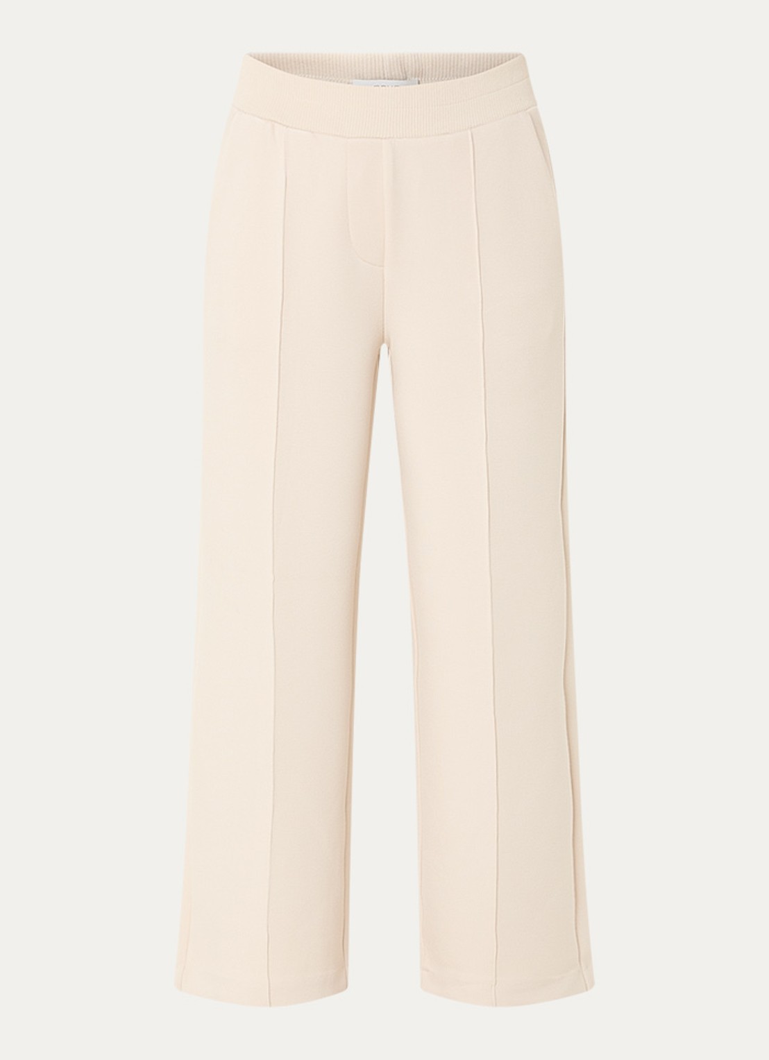 OPUS Maikito high waist cropped loose fit pantalon met steekzakken - voorkant naturel