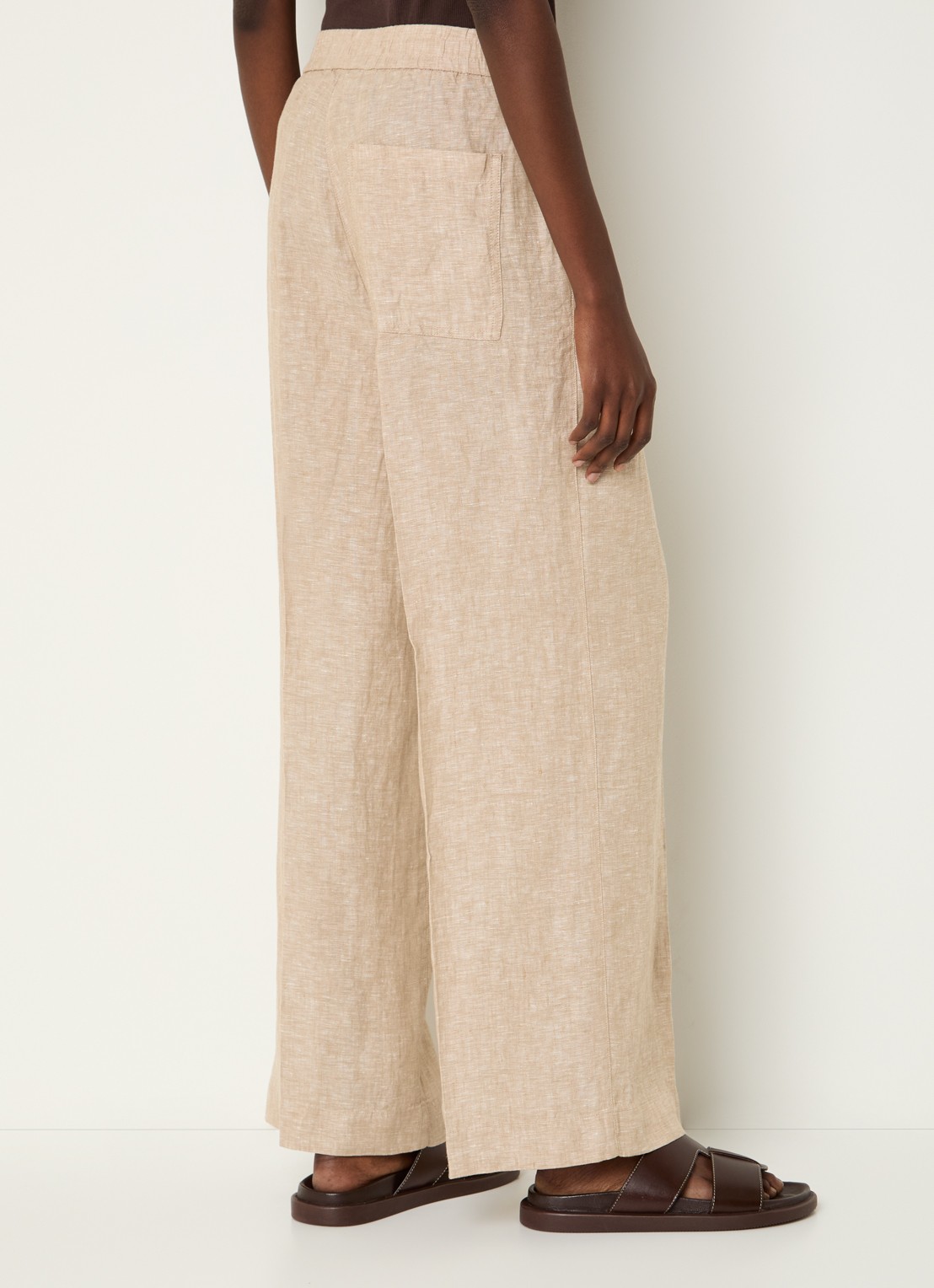 OPUS Maikito high waist flared fit pantalon van linnen - achterkant 4 beige