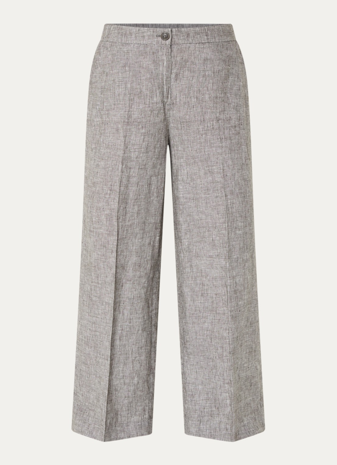 OPUS Maikito high waist flared fit pantalon van linnen - voorkant grijsmele
