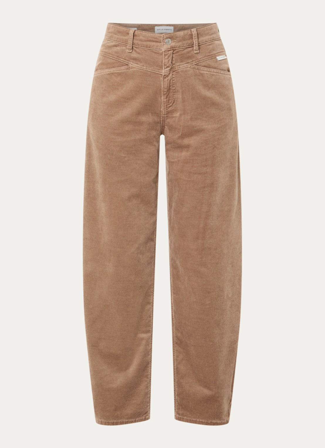OPUS Mari Cosmo mid waist balloon fit jeans met steekzakken - voorkant lichtbruin