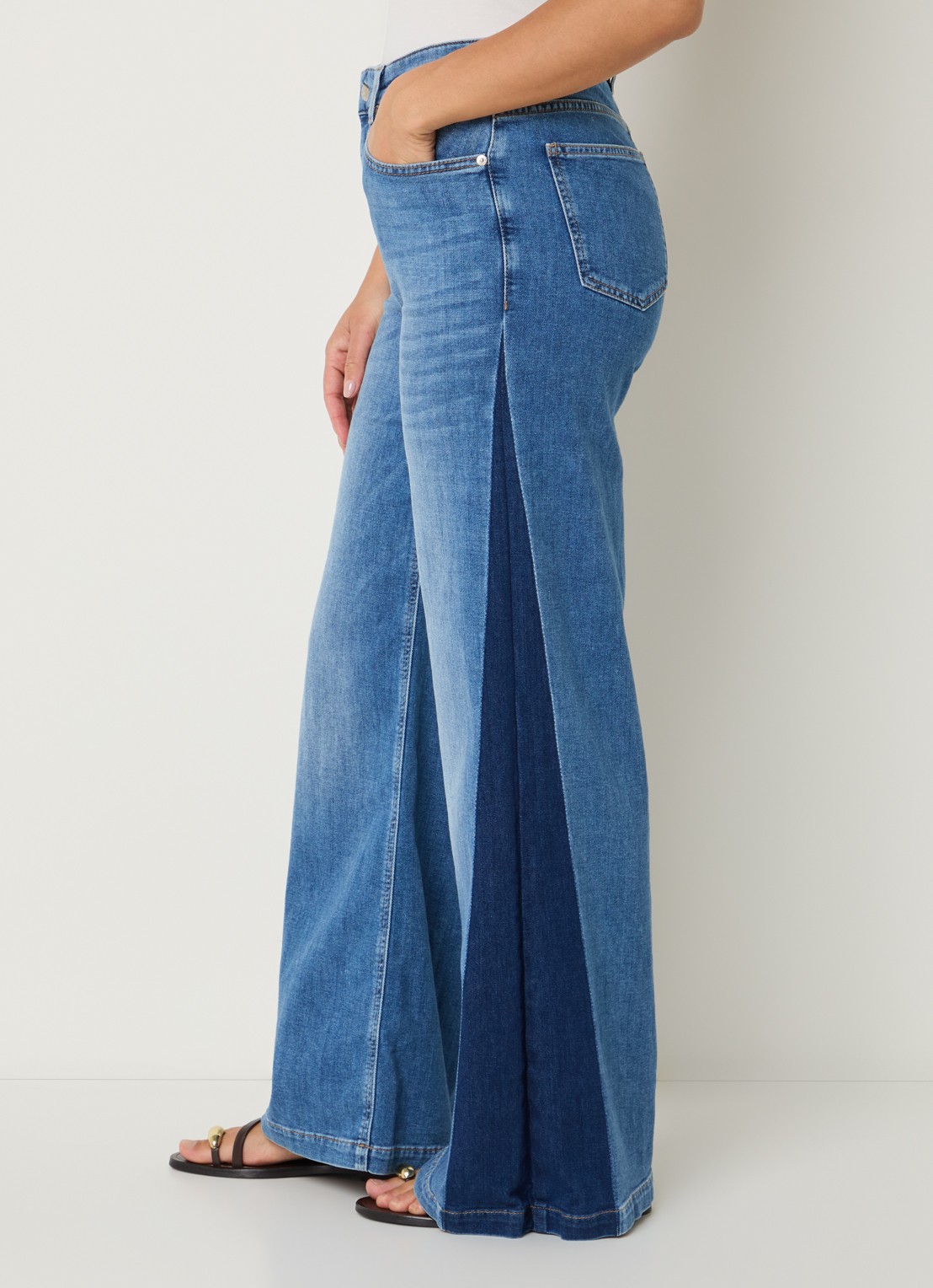 OPUS Mari Meadow high waist wide leg jeans met medium wassing - detail 2 indigo