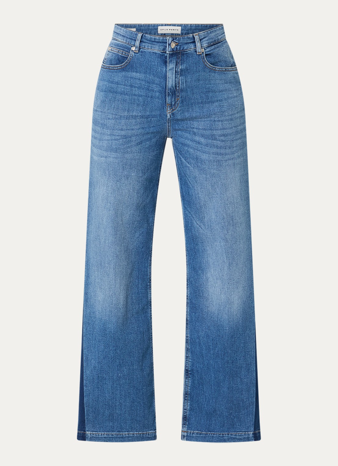 OPUS Mari Meadow high waist wide leg jeans met medium wassing - voorkant 4 indigo