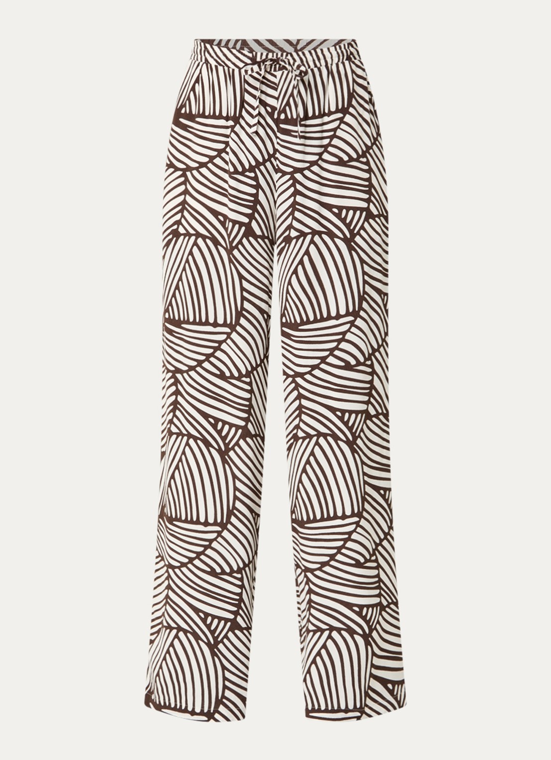 OPUS Marou Botanical high waist straight fit broek met print - voorkant 3 bruin