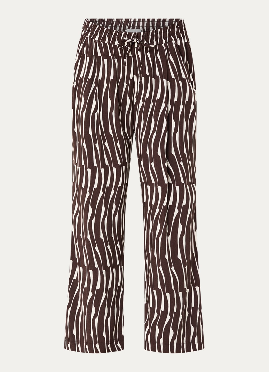 OPUS Marou high waist straight fit cropped broek met print - voorkant 3 donkerbruin