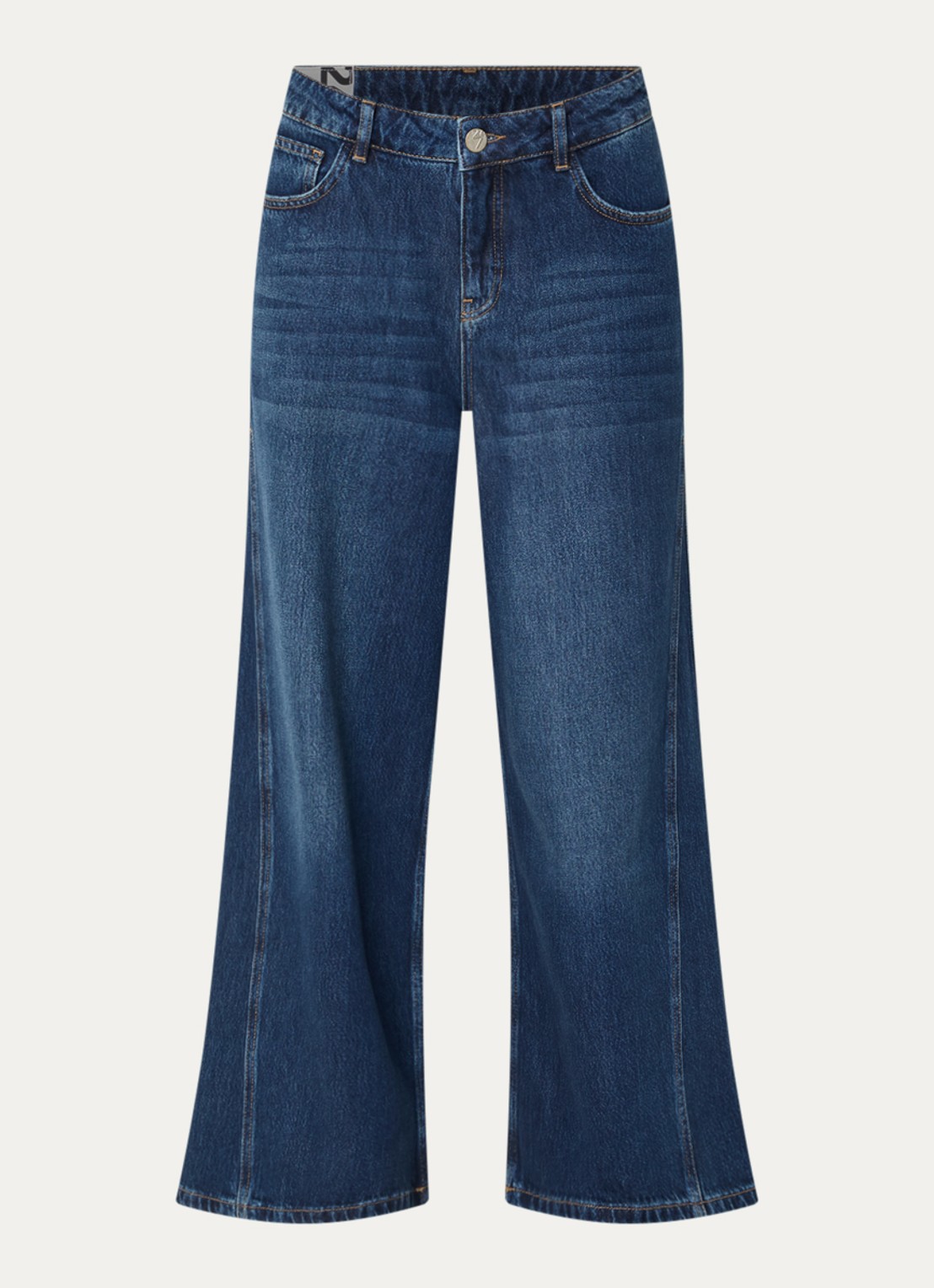 OPUS Meddy Loosy low waist flared jeans met steekzakken - voorkant 3 donkerblauw