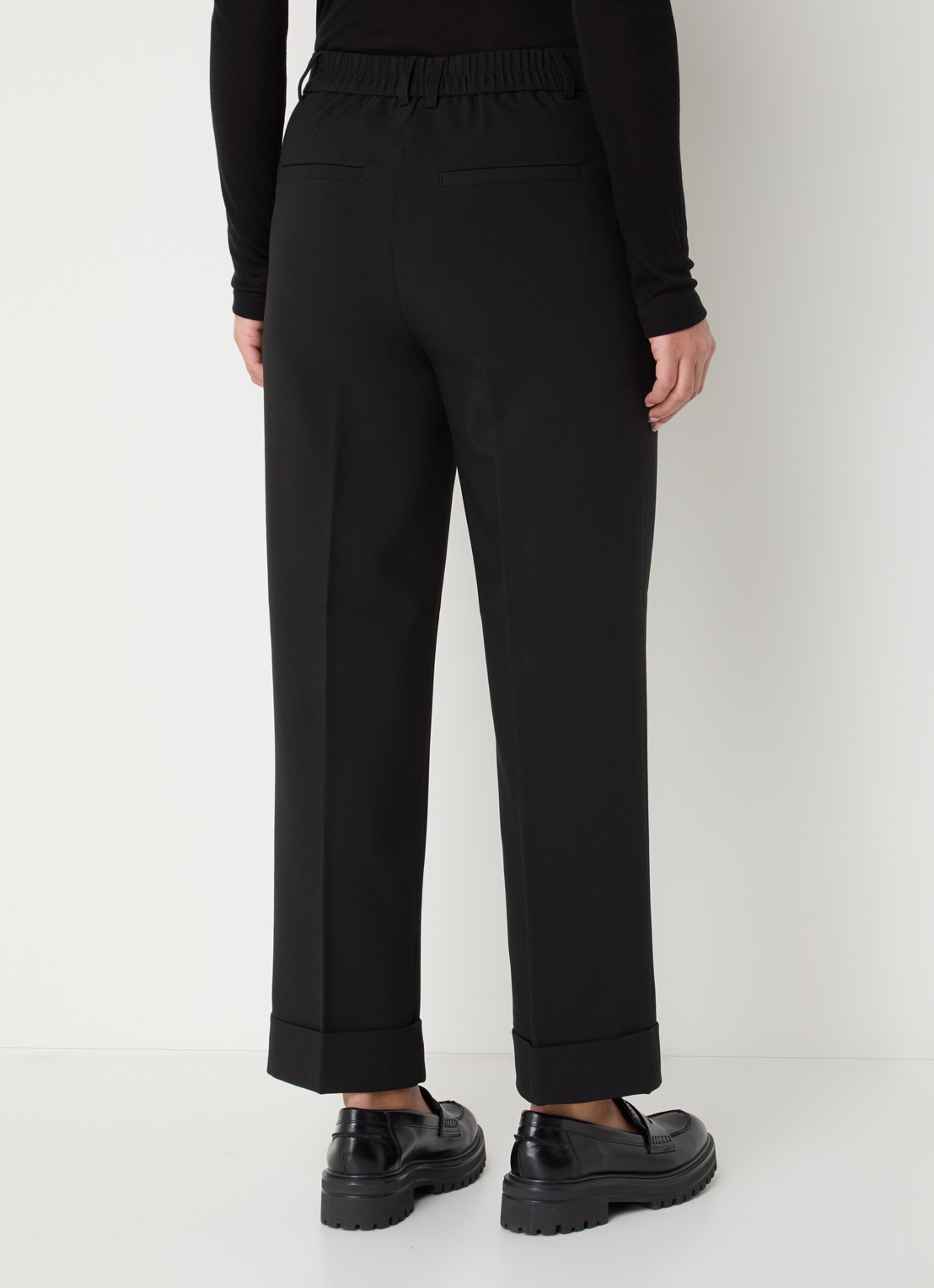 OPUS Meeri high waist loose fit cropped pantalon  - achterkant zwart