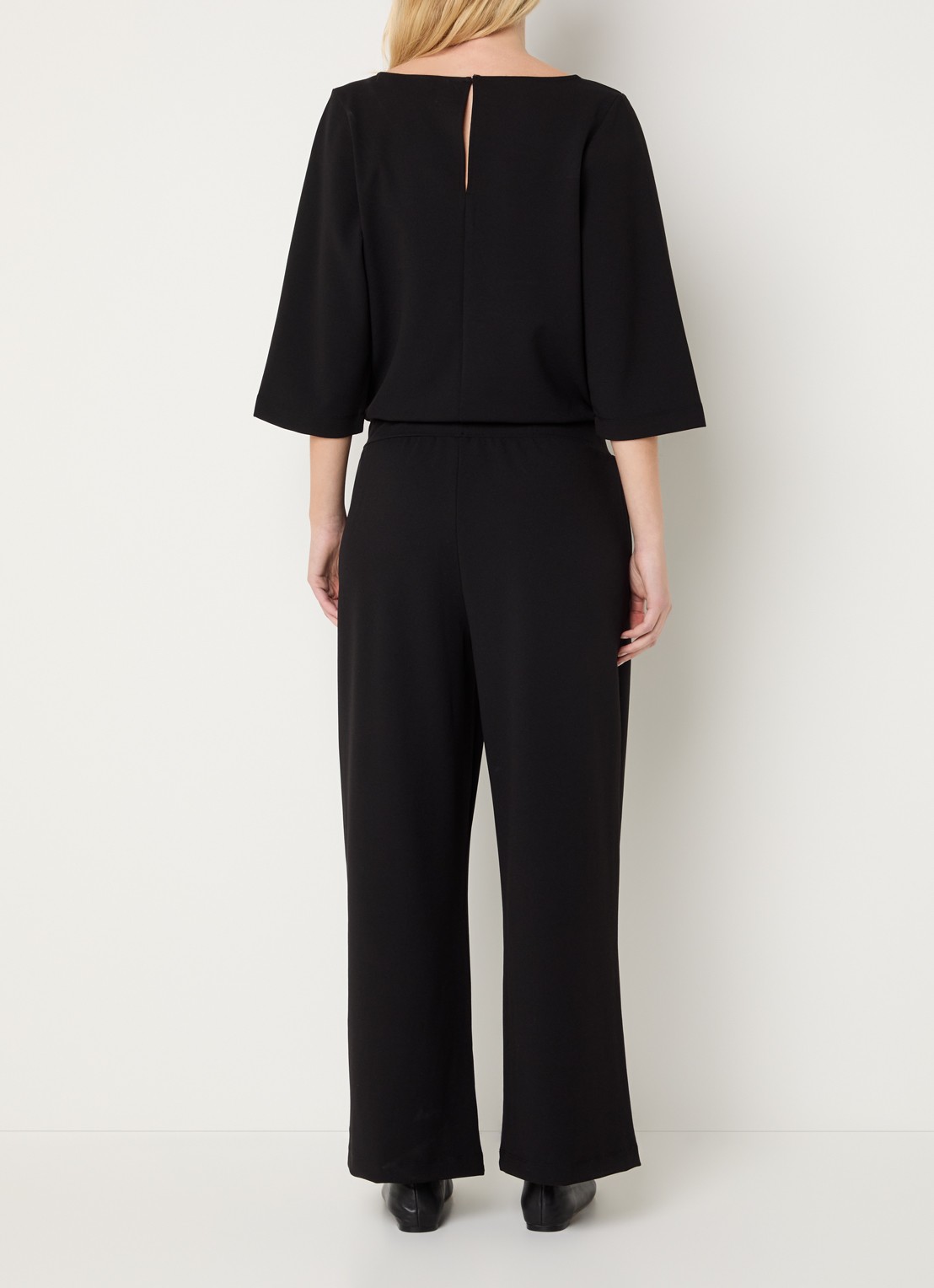 OPUS Mefiza Night loose fit jumpsuit met steekzakken - achterkant 4 zwart